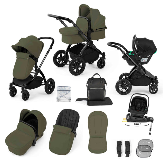 Stomp Luxe 12 Piece Travel System with i-Size Nimbus 180° Spin Car Seat & ISOFIX Base