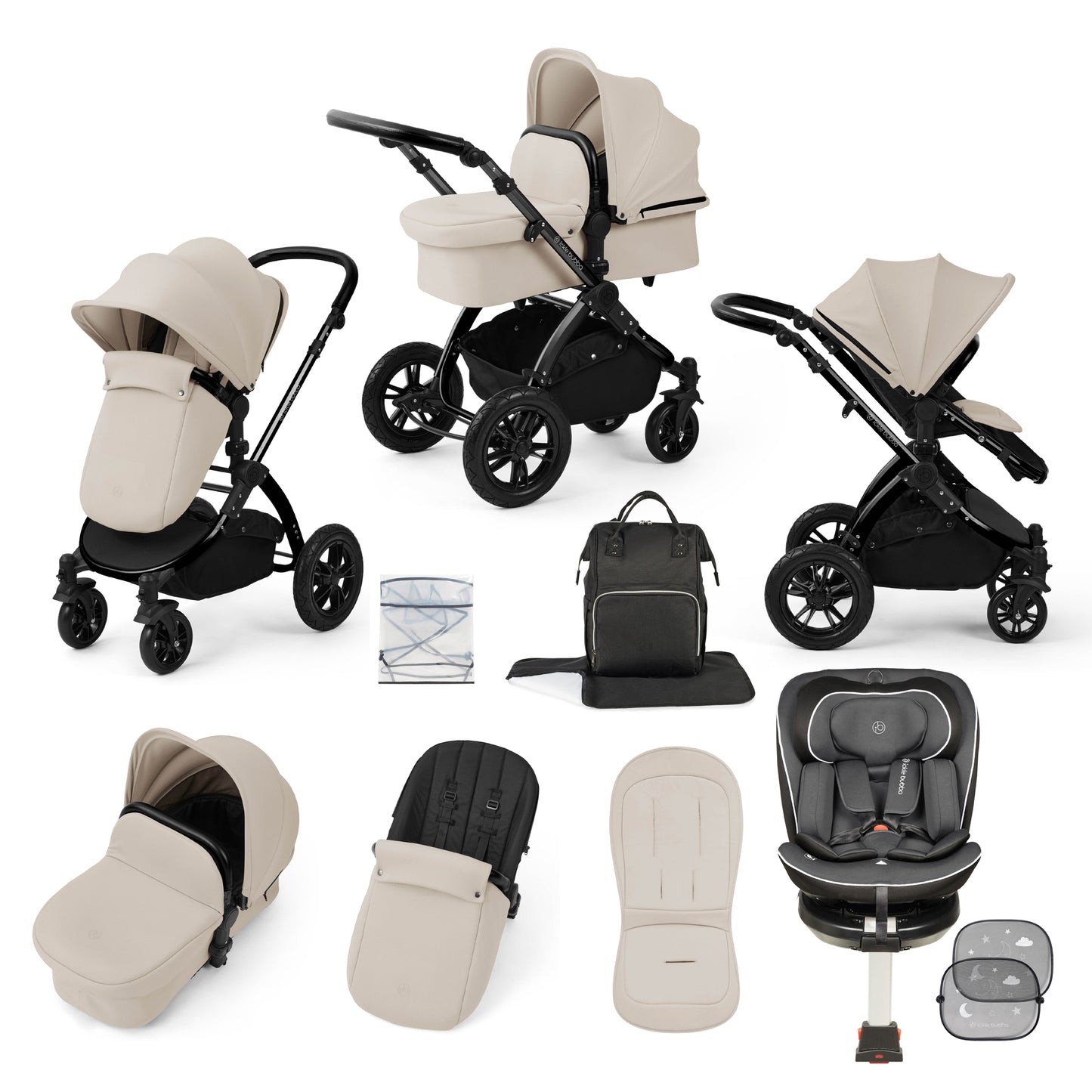 Stomp Luxe Travel Bundle with (Dark Grey) Radial i-Size Plus 360 Spin 40-150cm Isofix Car Seat