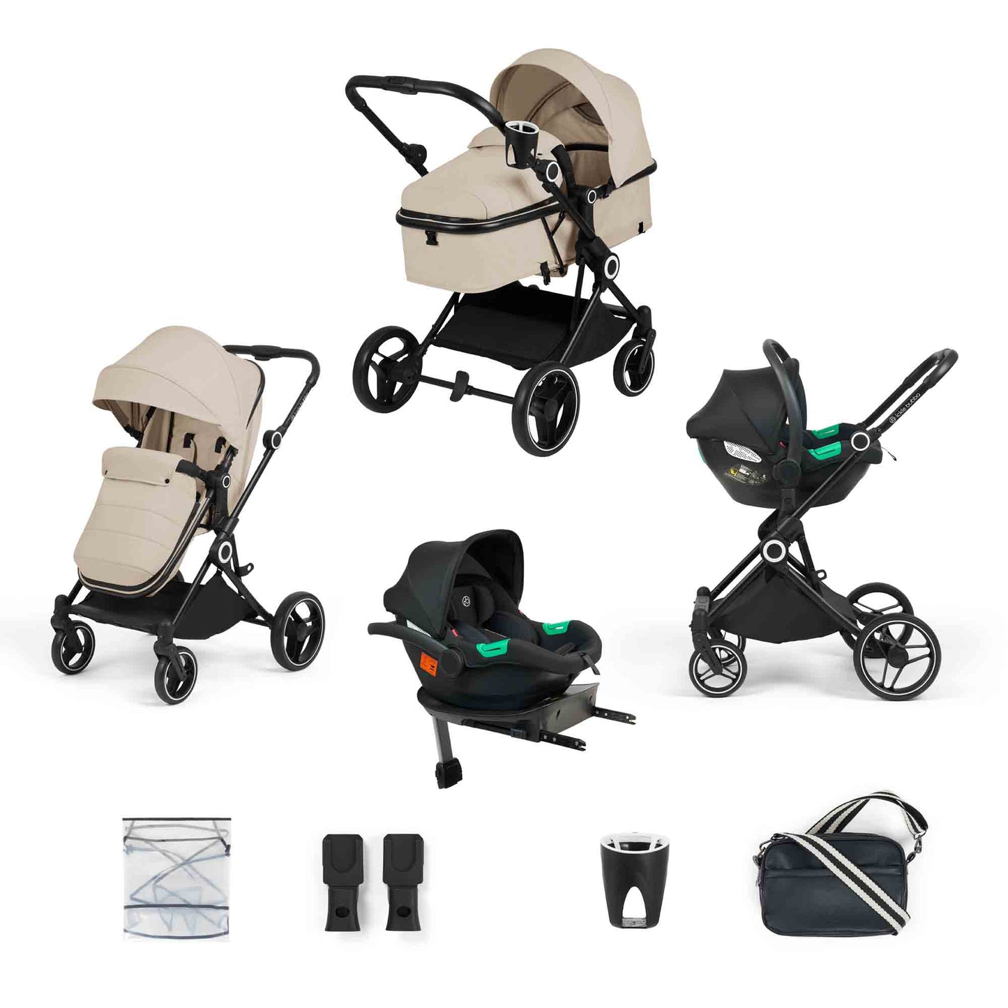 Atom 9 Piece Travel System with i-Size Cirrus Car Seat & ISOFIX Base
