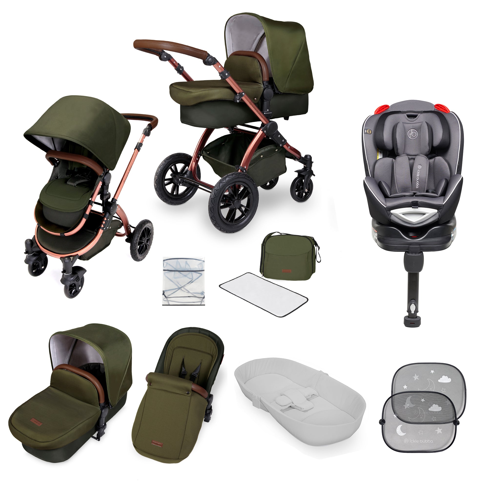 Stomp V4 11 Piece Bundle Travel System with Radial Car Seat