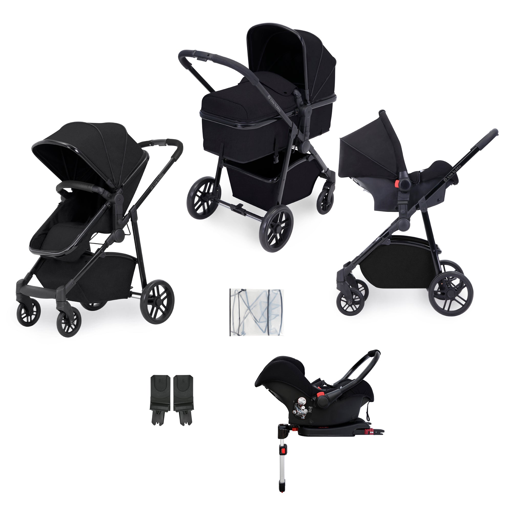 Ickle bubba Stomp Luxe All in One Premium i-Size Travel System with ISOFIX  Base *Pearl Grey - Tan handle - EMAIL FOR STOCK LEVEL