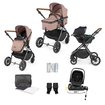 Cosmo 9 Piece Travel System with i-Size Nimbus 180° Spin Car Seat & ISOFIX Base