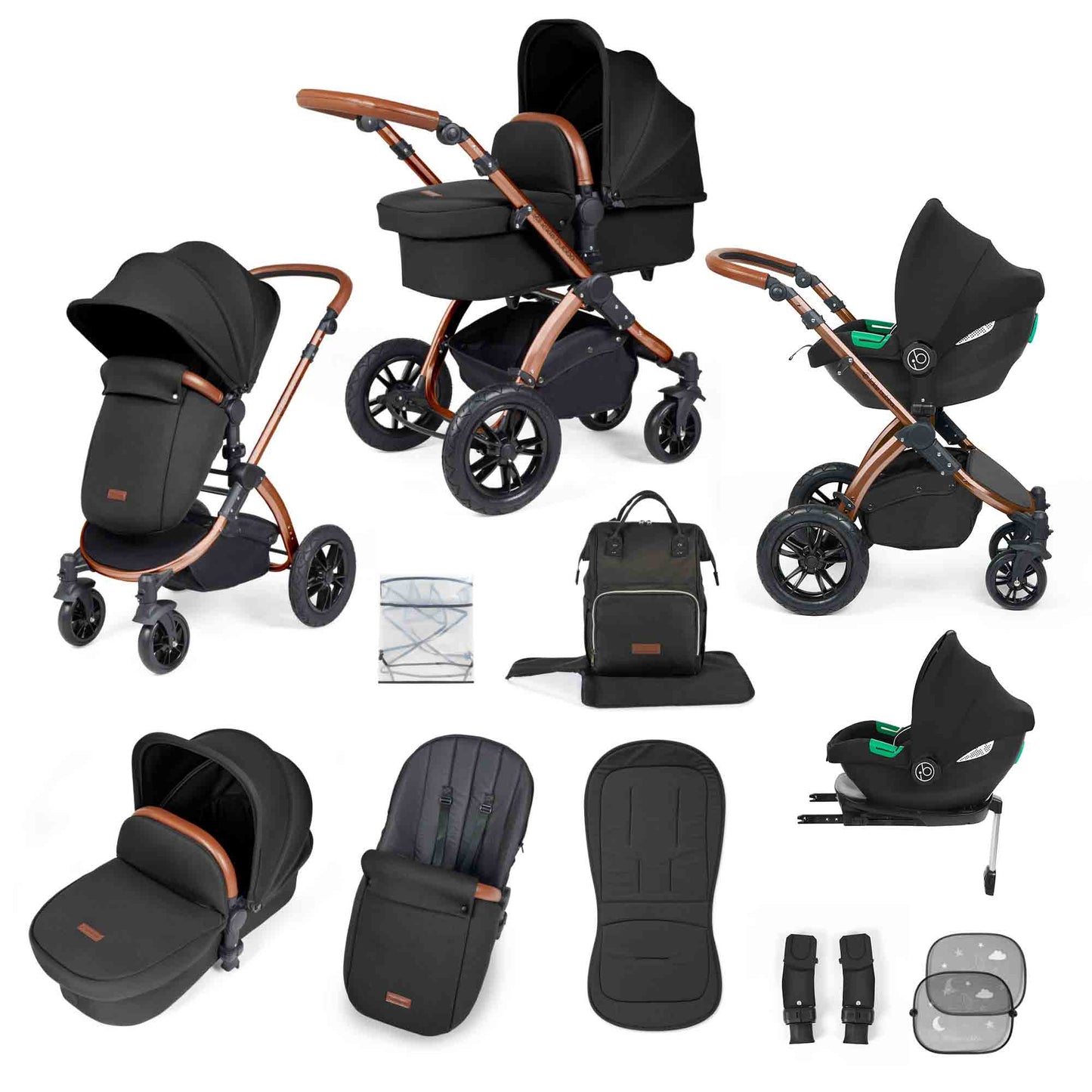 Stomp Luxe 12 Piece Travel System with i-Size Cirrus Car Seat & ISOFIX Base
