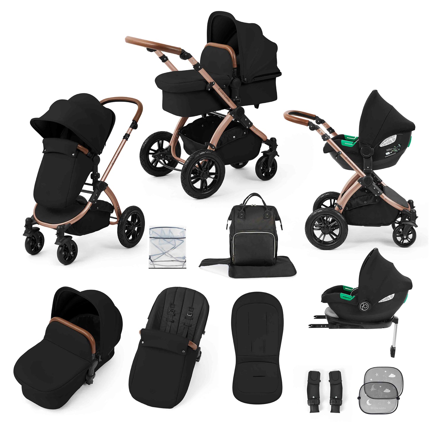 Stomp Luxe 12 Piece Travel System with i-Size Cirrus Car Seat & ISOFIX Base