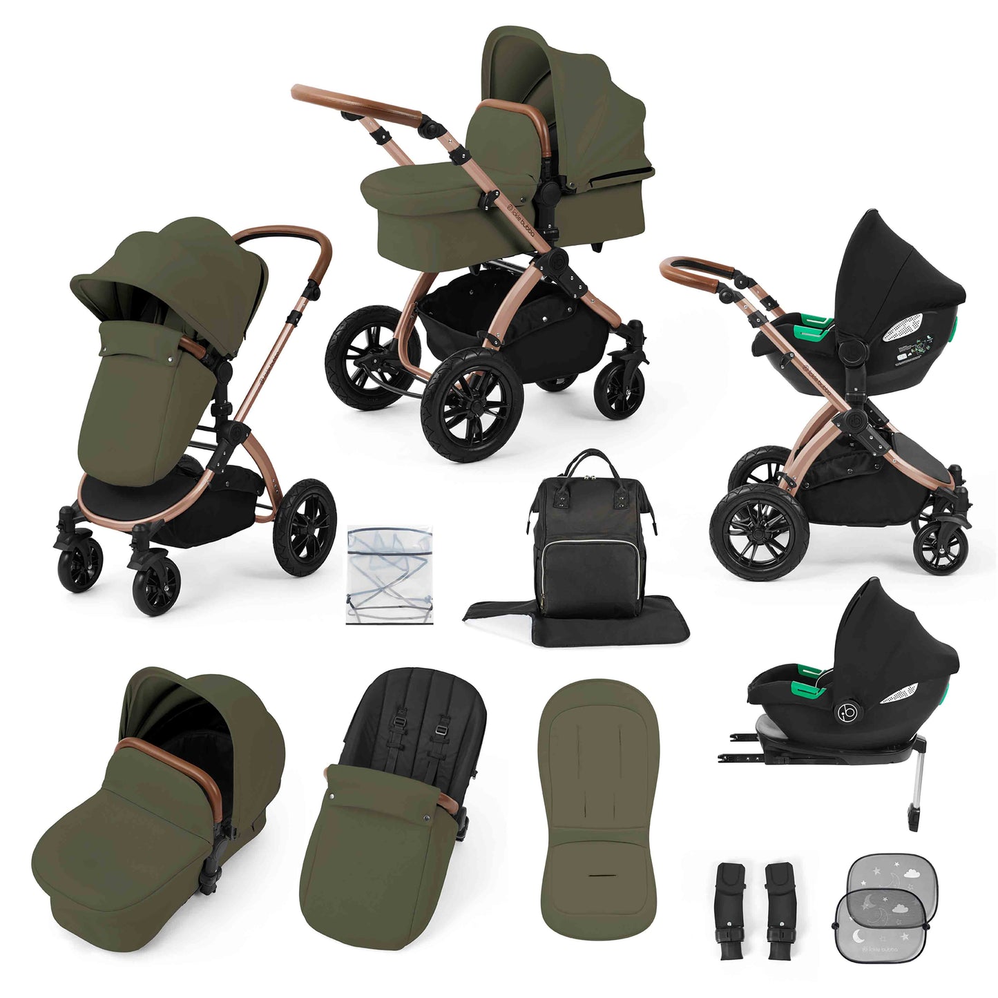 Stomp Luxe 12 Piece Travel System with i-Size Cirrus Car Seat & ISOFIX Base