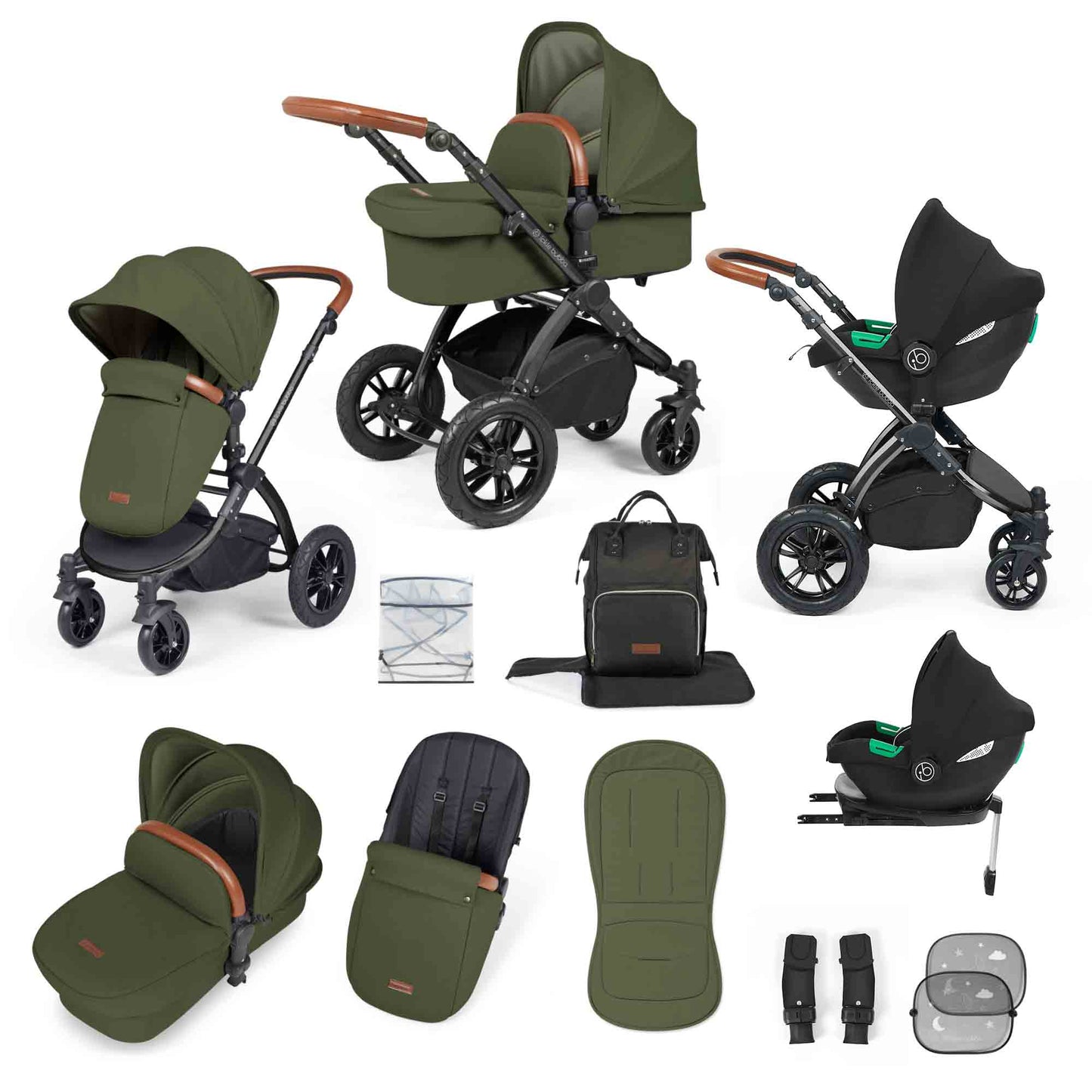 Stomp Luxe 12 Piece Travel System with i-Size Cirrus Car Seat & ISOFIX Base