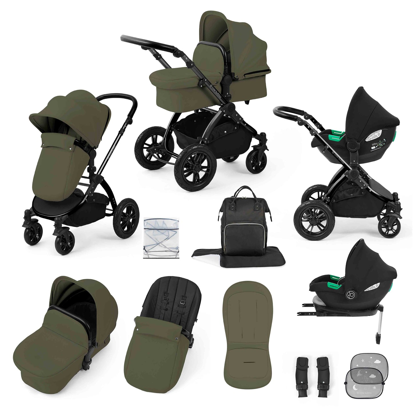 Stomp Luxe 12 Piece Travel System with i-Size Cirrus Car Seat & ISOFIX Base
