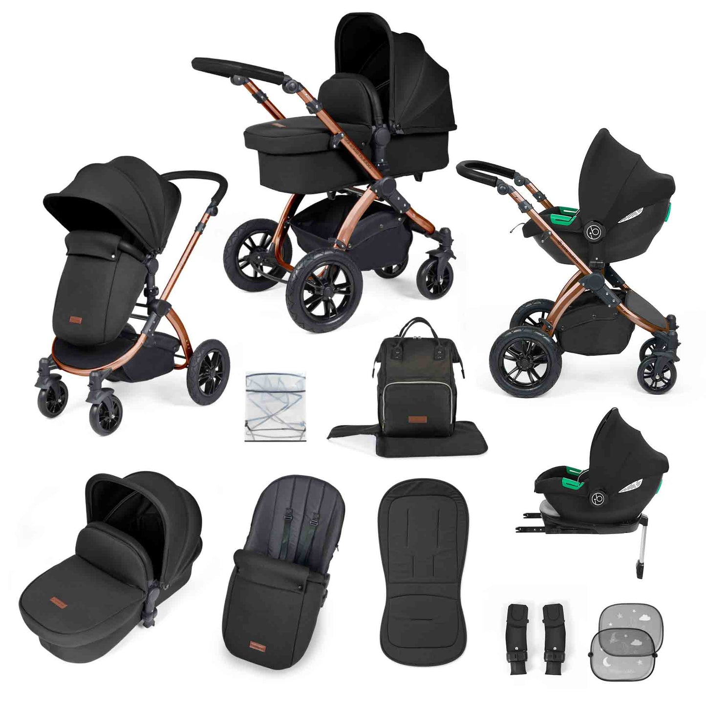 Stomp Luxe 12 Piece Travel System with i-Size Cirrus Car Seat & ISOFIX Base