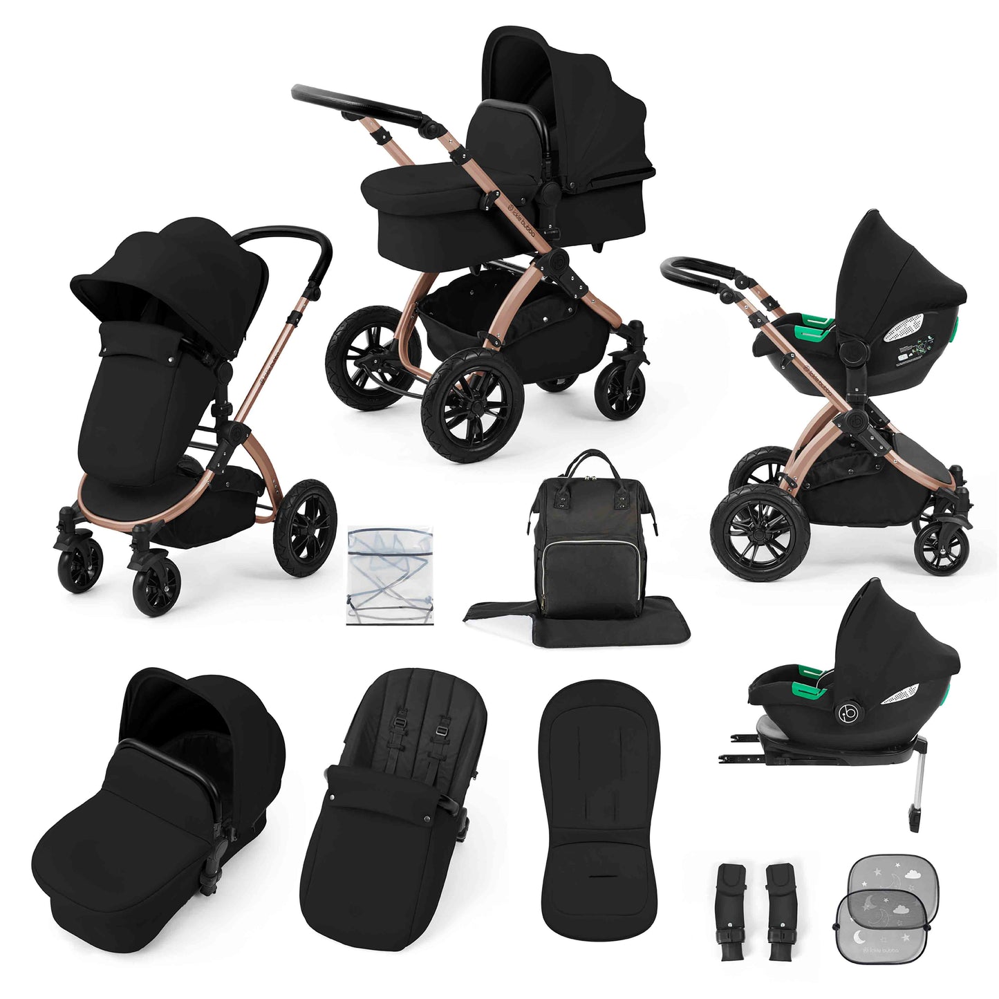 Stomp Luxe 12 Piece Travel System with i-Size Cirrus Car Seat & ISOFIX Base