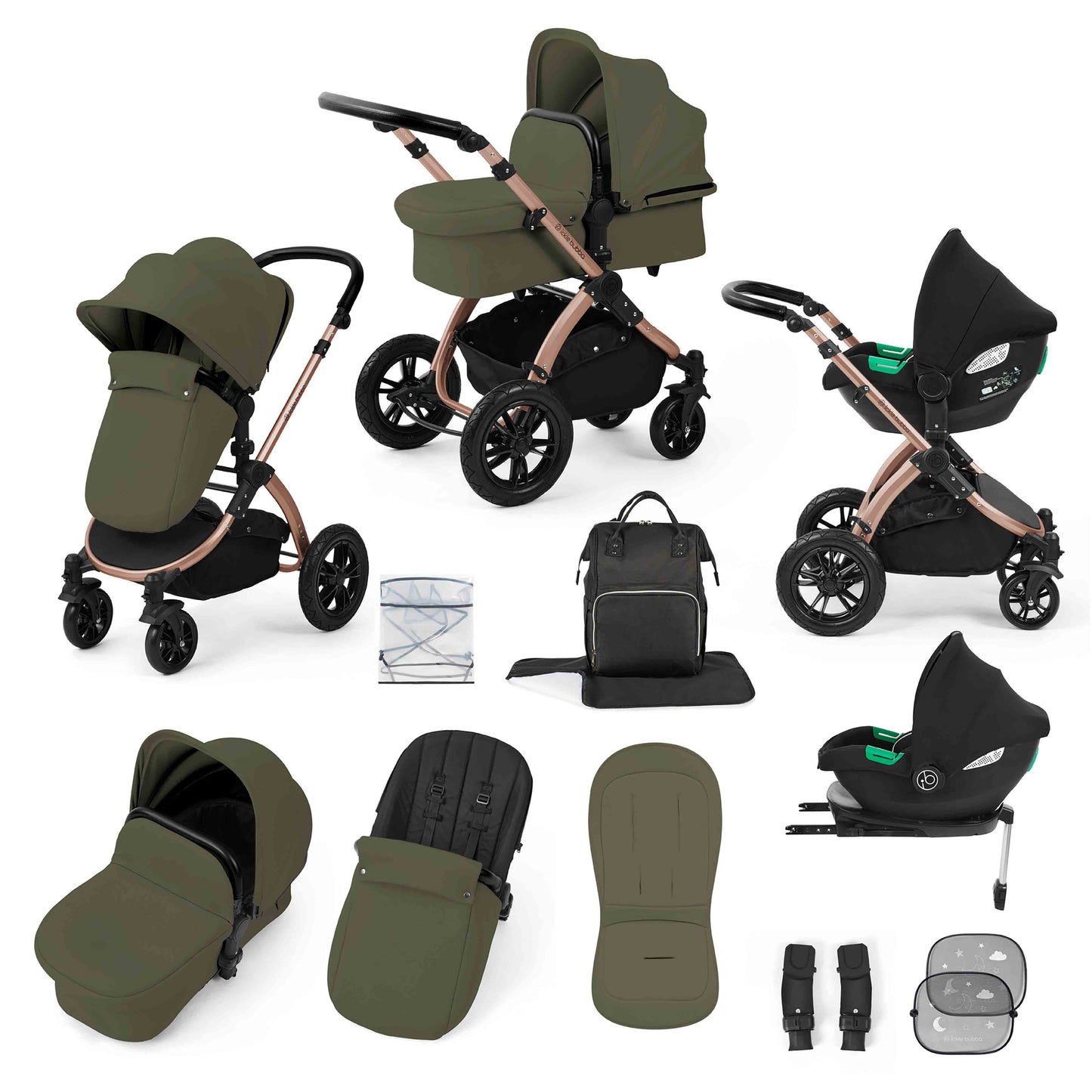 Stomp Luxe 12 Piece Travel System with i-Size Cirrus Car Seat & ISOFIX Base