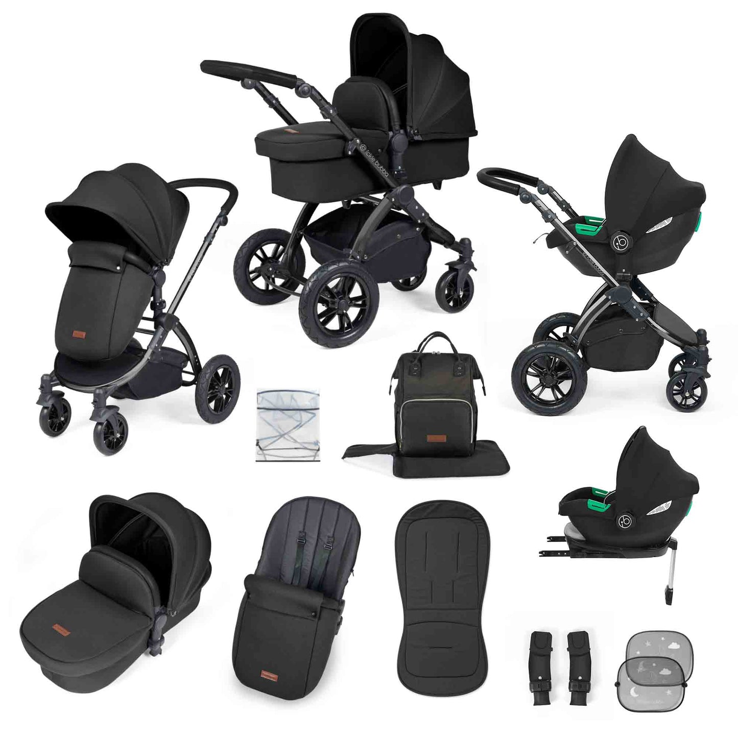 Stomp Luxe 12 Piece Travel System with i-Size Cirrus Car Seat & ISOFIX Base