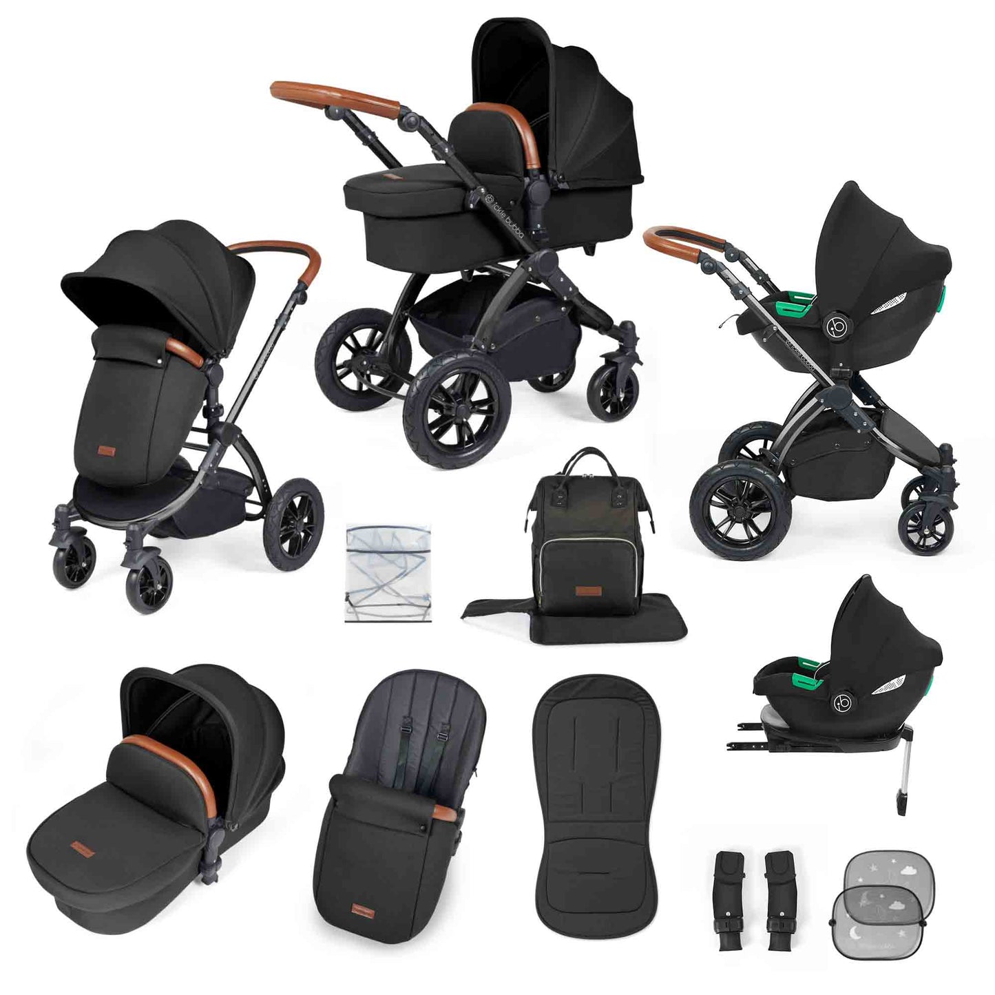 Stomp Luxe 12 Piece Travel System with i-Size Cirrus Car Seat & ISOFIX Base
