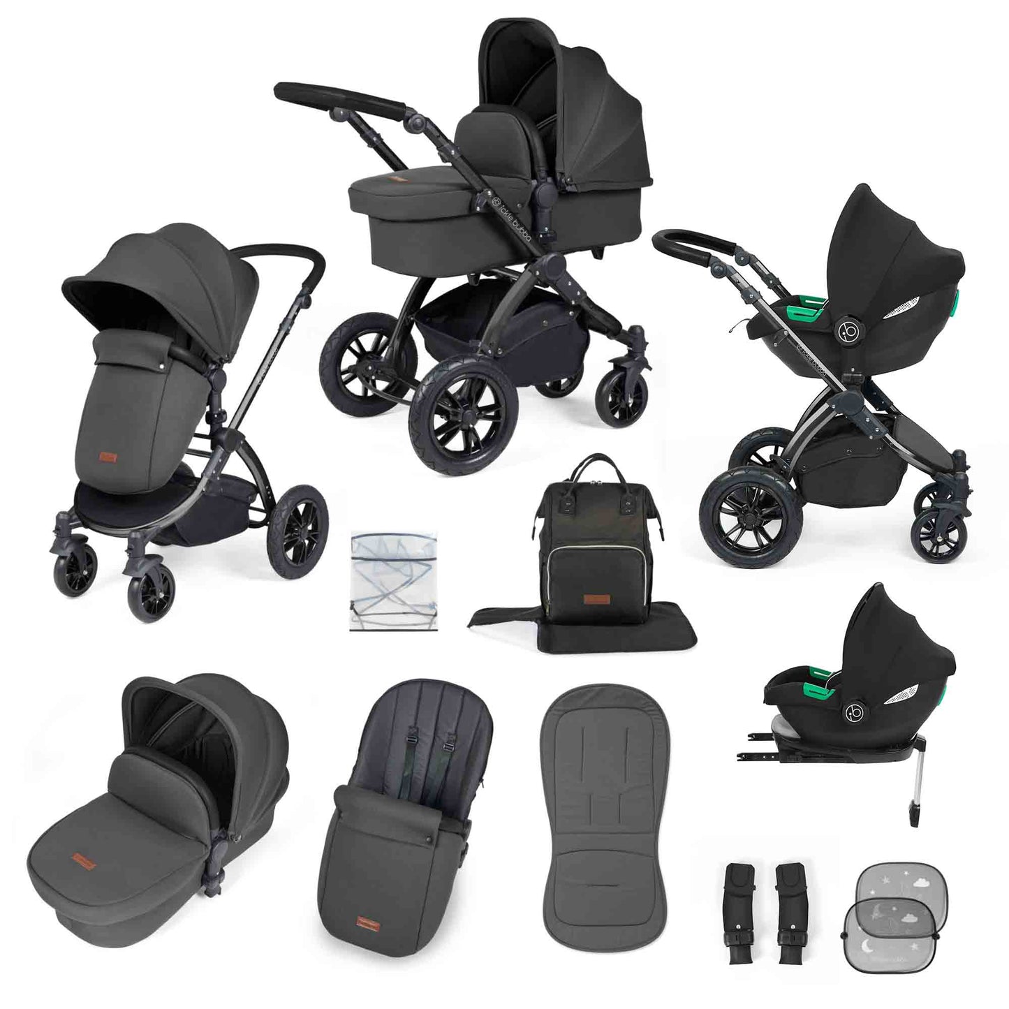 Stomp Luxe 12 Piece Travel System with i-Size Cirrus Car Seat & ISOFIX Base