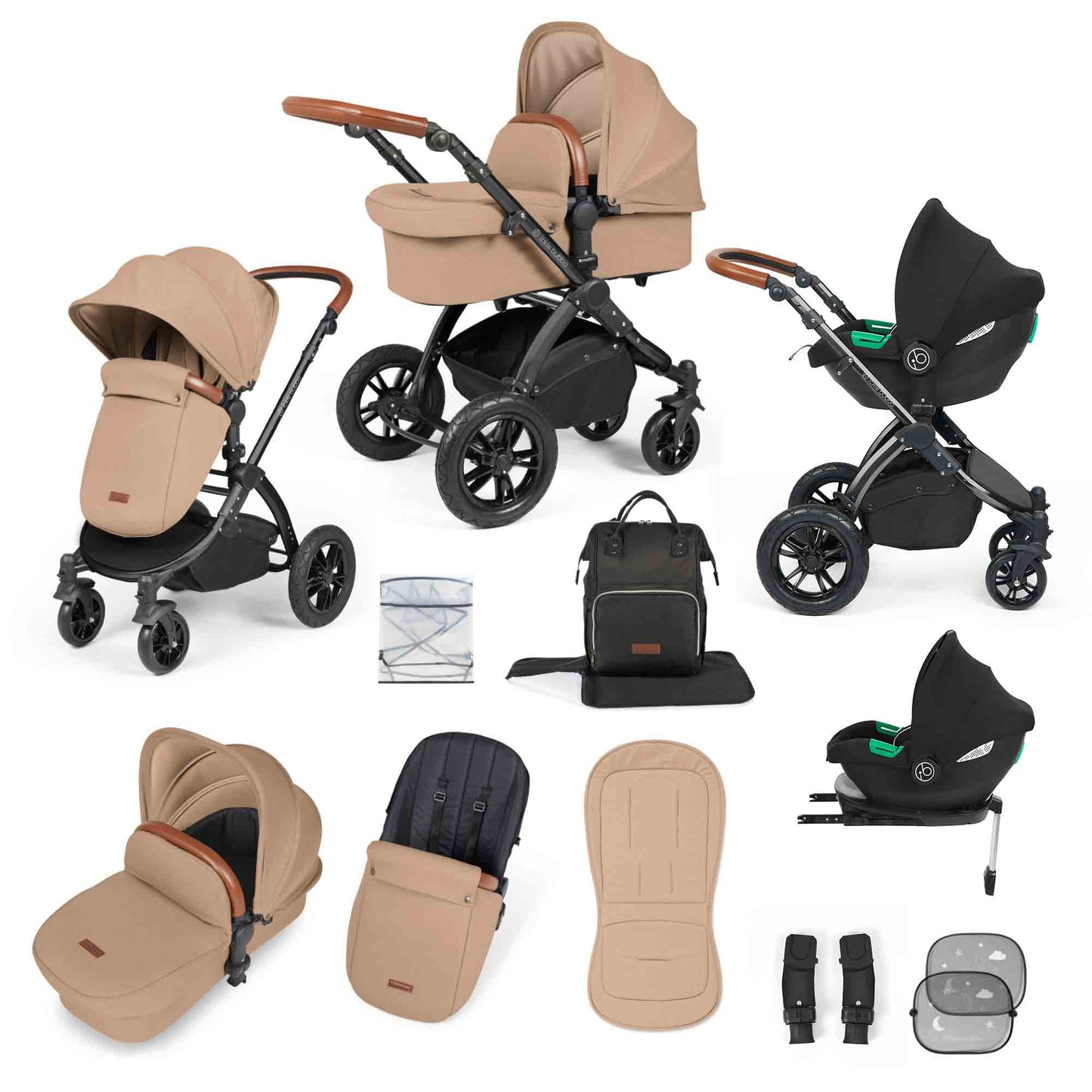 Stomp Luxe 12 Piece Travel System with i-Size Cirrus Car Seat & ISOFIX Base