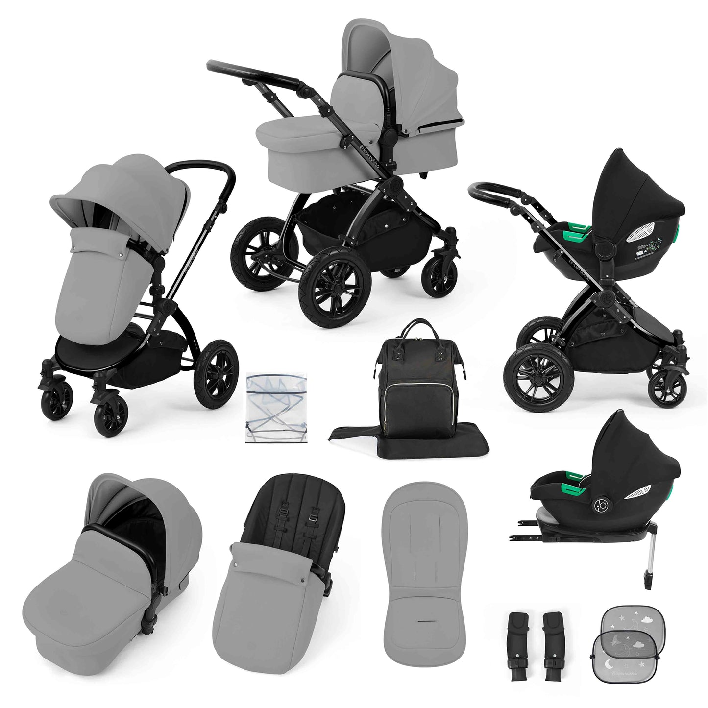 Stomp Luxe 12 Piece Travel System with i-Size Cirrus Car Seat & ISOFIX Base
