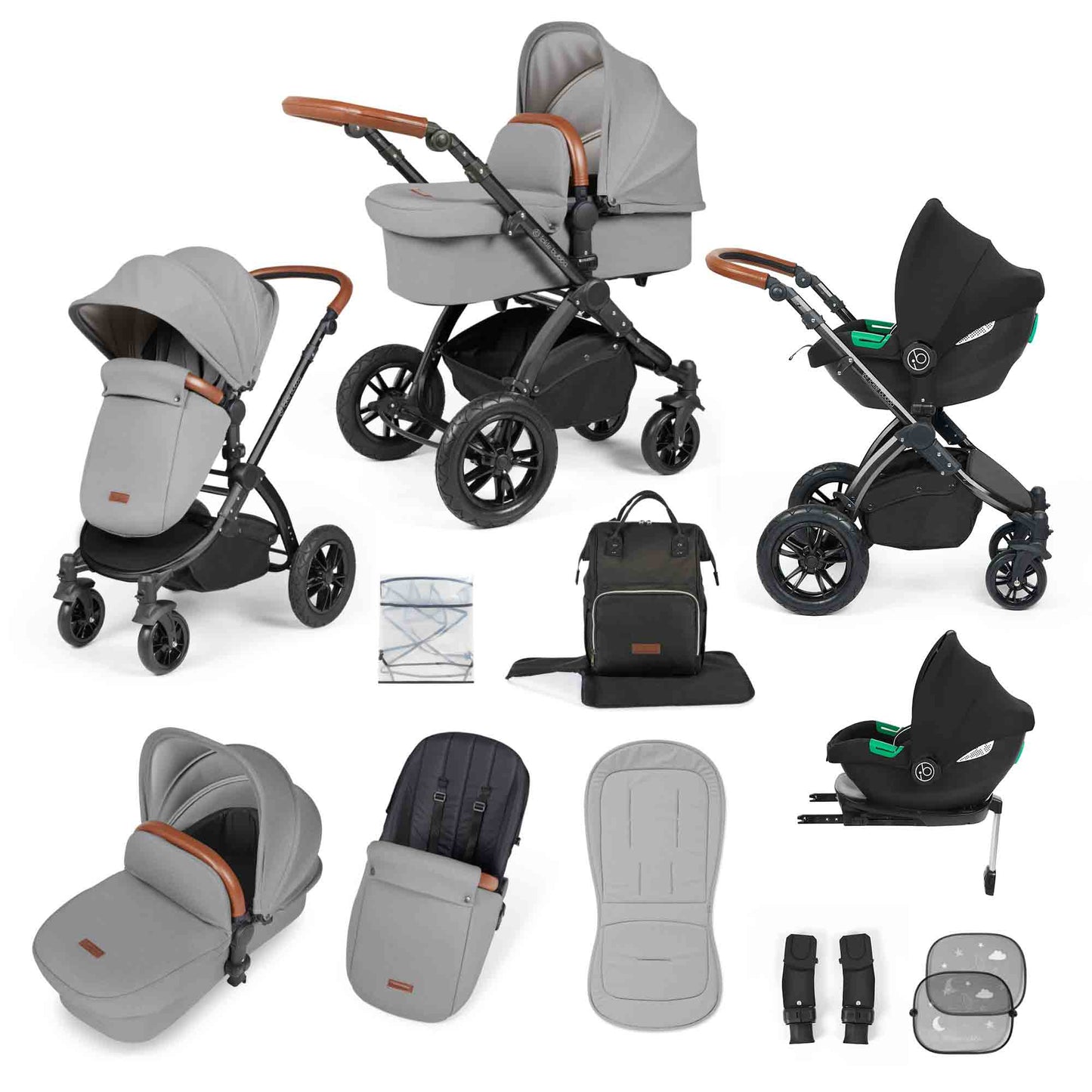 Stomp Luxe 12 Piece Travel System with i-Size Cirrus Car Seat & ISOFIX Base