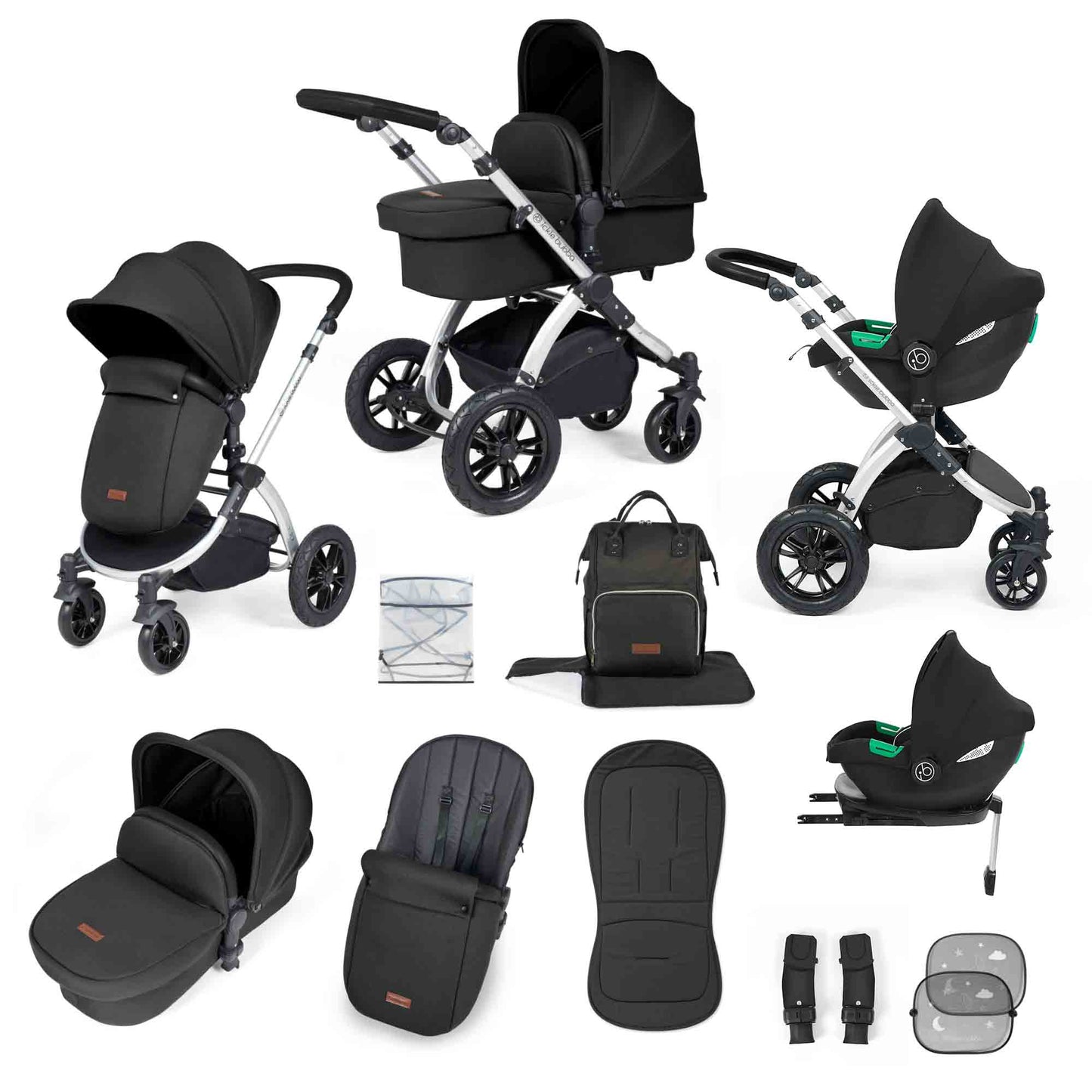 Stomp Luxe 12 Piece Travel System with i-Size Cirrus Car Seat & ISOFIX Base