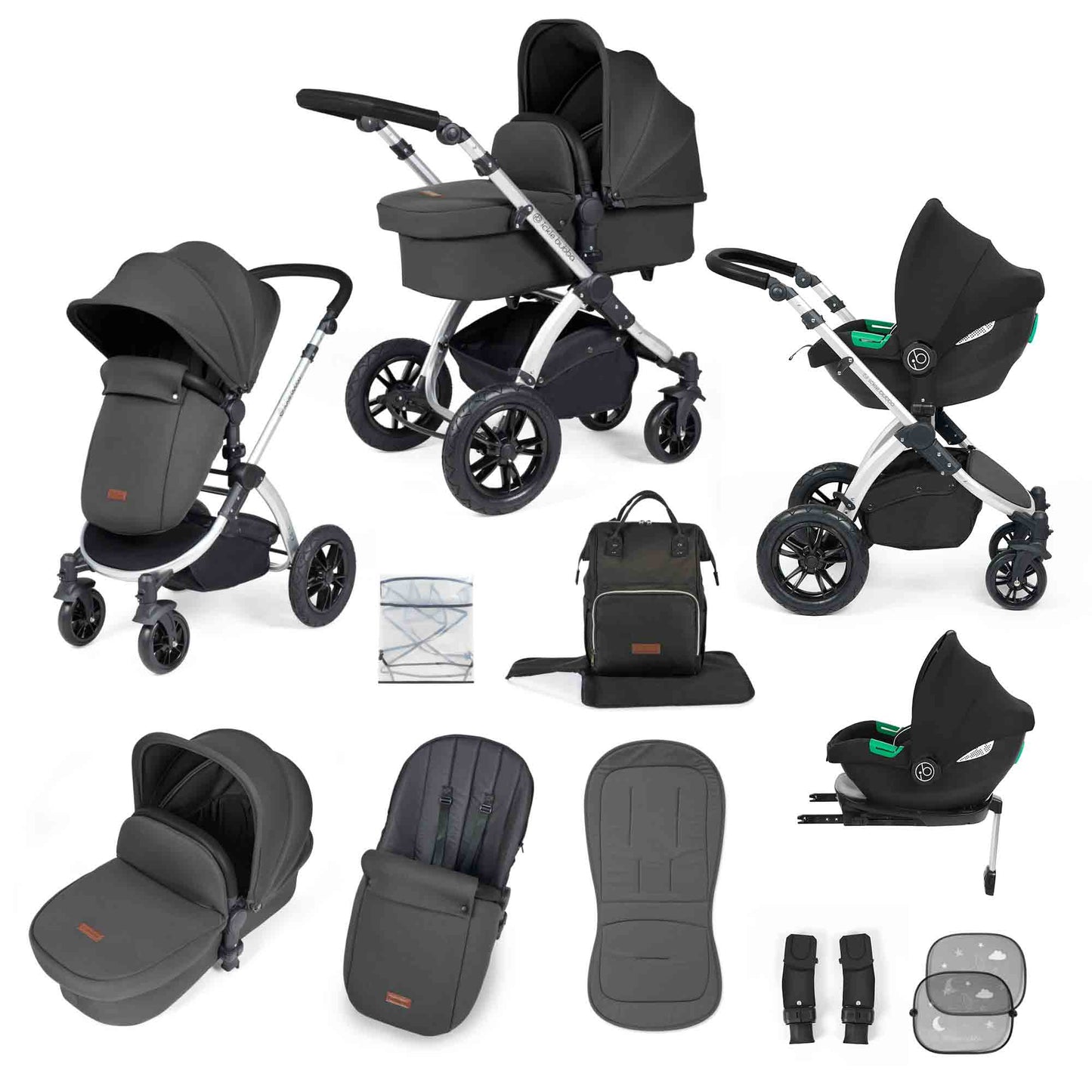 Stomp Luxe 12 Piece Travel System with i-Size Cirrus Car Seat & ISOFIX Base