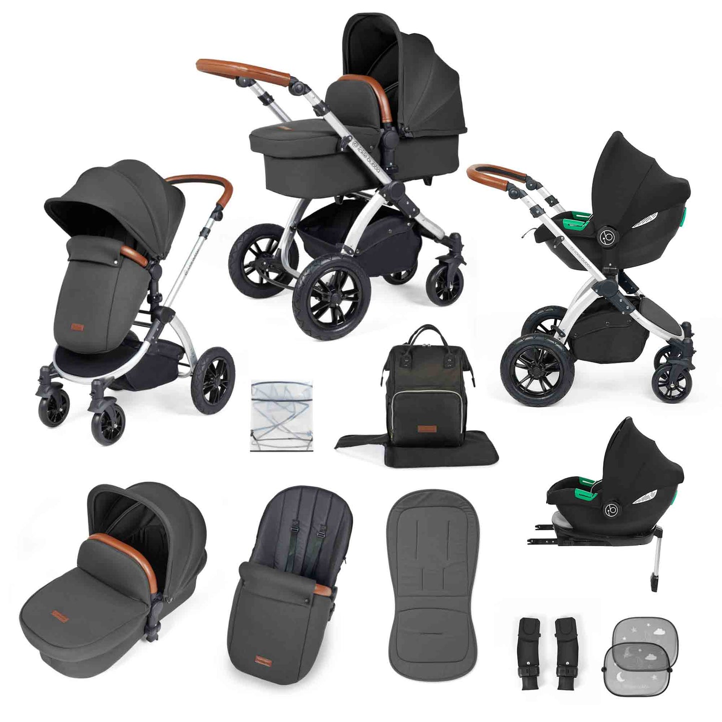 Stomp Luxe 12 Piece Travel System with i-Size Cirrus Car Seat & ISOFIX Base