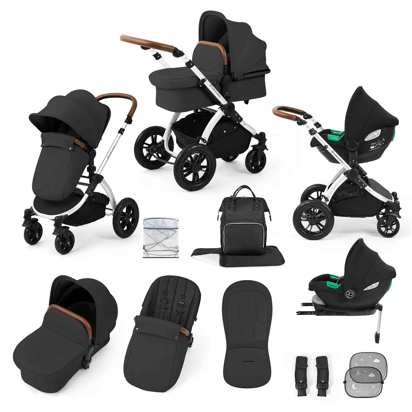 Stomp Luxe (2025 Version) 12 Piece Travel System with i-Size Cirrus Car Seat & ISOFIX Base.