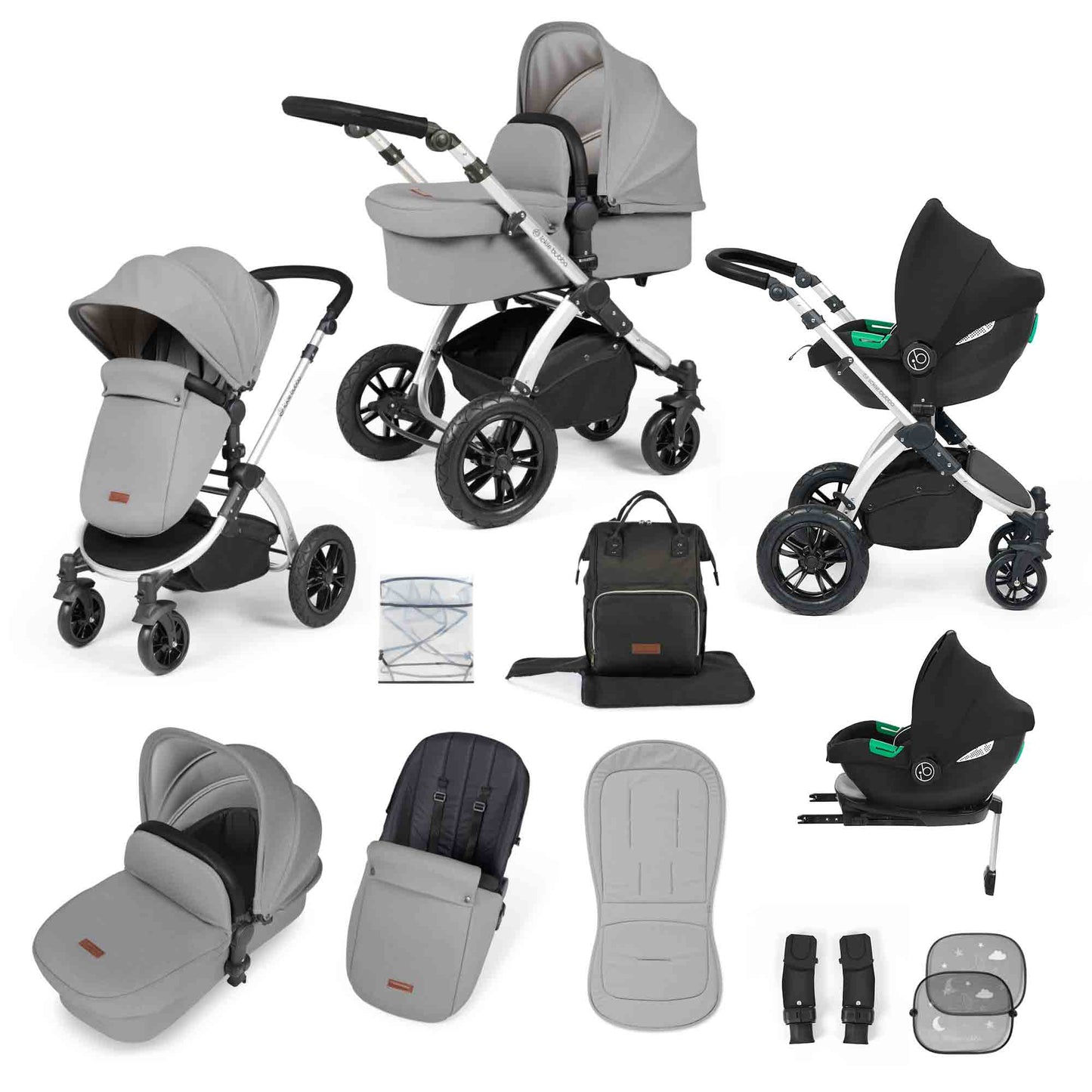 Stomp Luxe 12 Piece Travel System with i-Size Cirrus Car Seat & ISOFIX Base