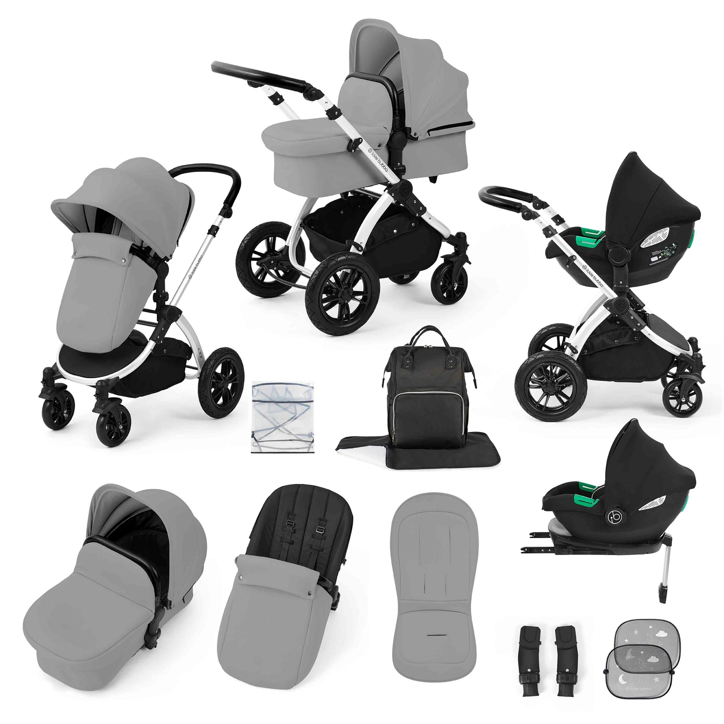 Stomp Luxe 12 Piece Travel System with i-Size Cirrus Car Seat & ISOFIX Base