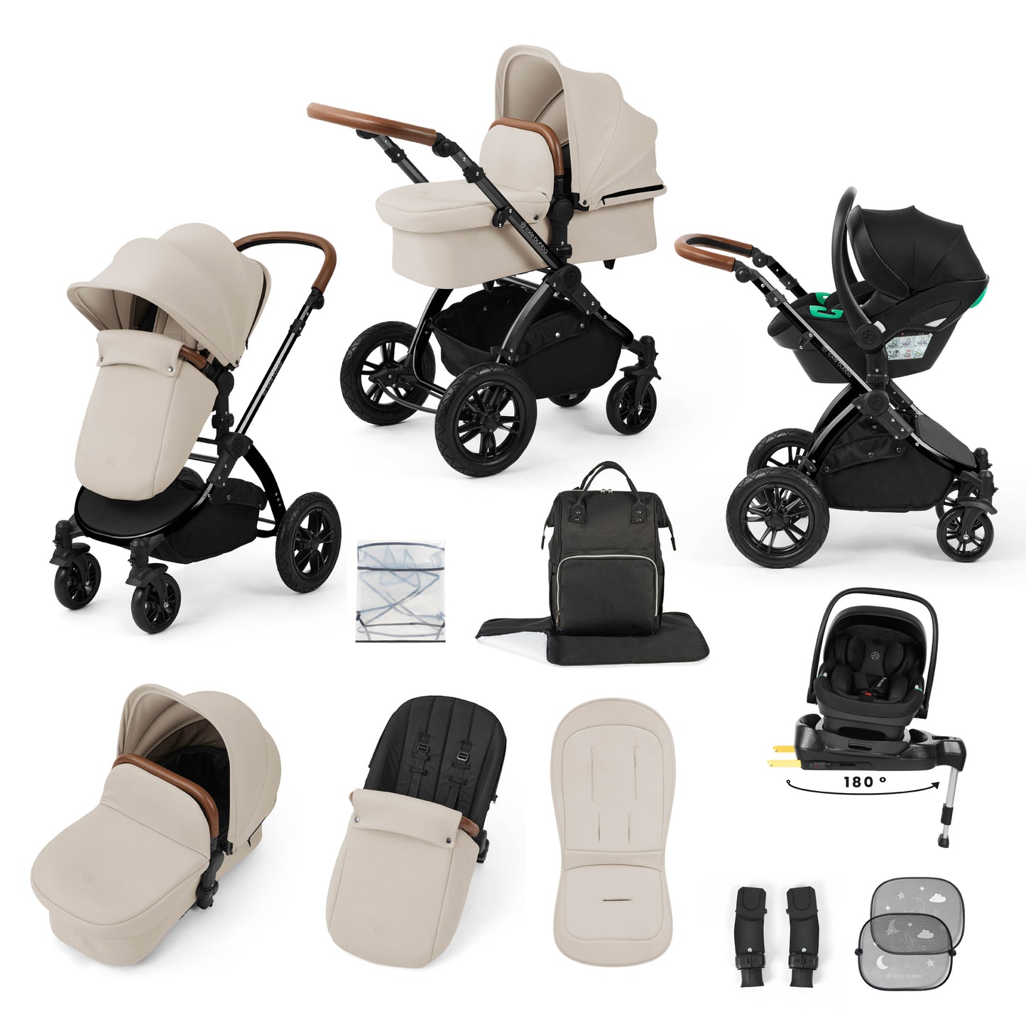 Stomp Luxe 12 Piece Travel System with i-Size Nimbus 180° Spin Car Seat & ISOFIX Base