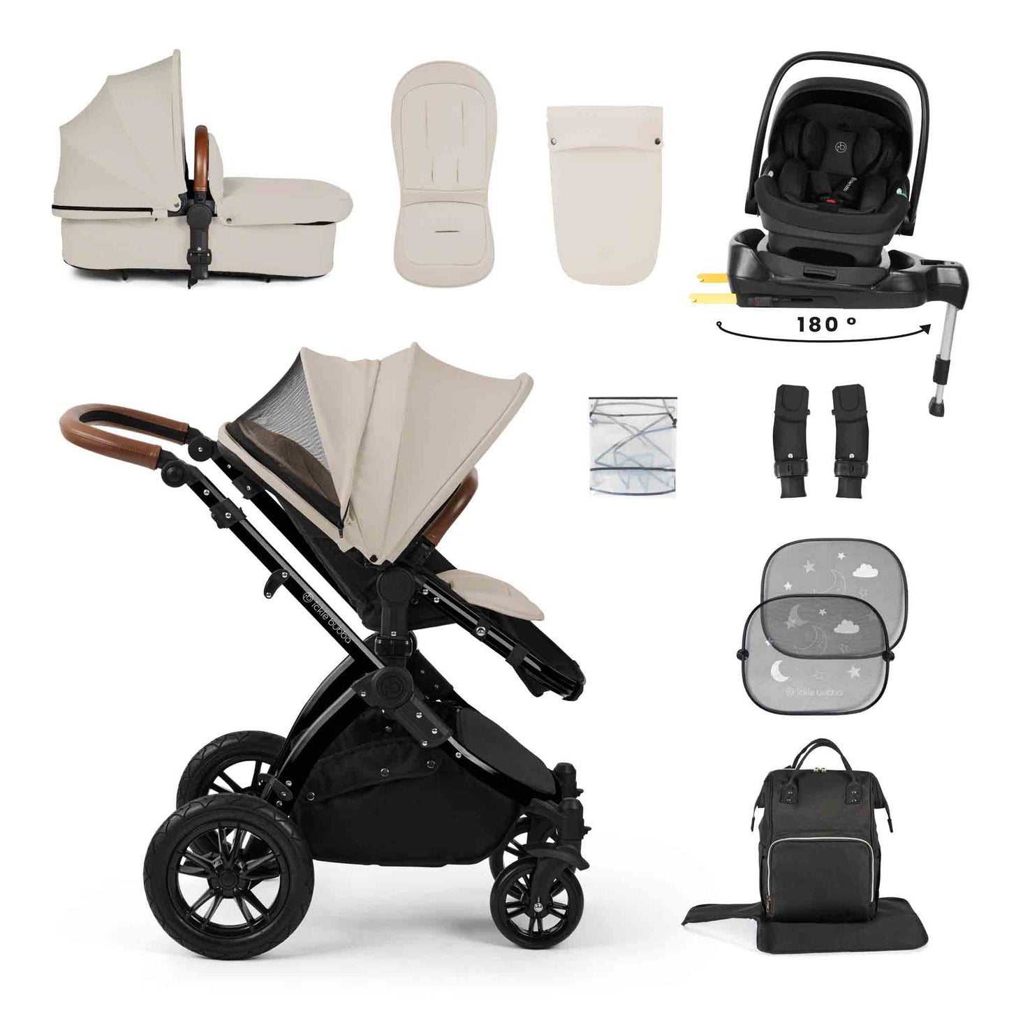 Stomp Luxe 12 Piece Travel System with i-Size Nimbus 180° Spin Car Seat & ISOFIX Base