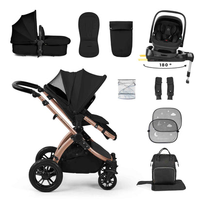 Stomp Luxe 12 Piece Travel System with i-Size Nimbus 180° Spin Car Seat & ISOFIX Base