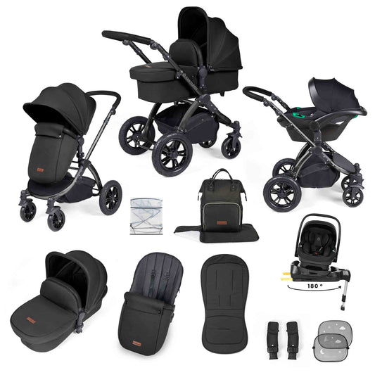 Stomp Luxe 12 Piece Travel System with i-Size Nimbus 180° Spin Car Seat & ISOFIX Base