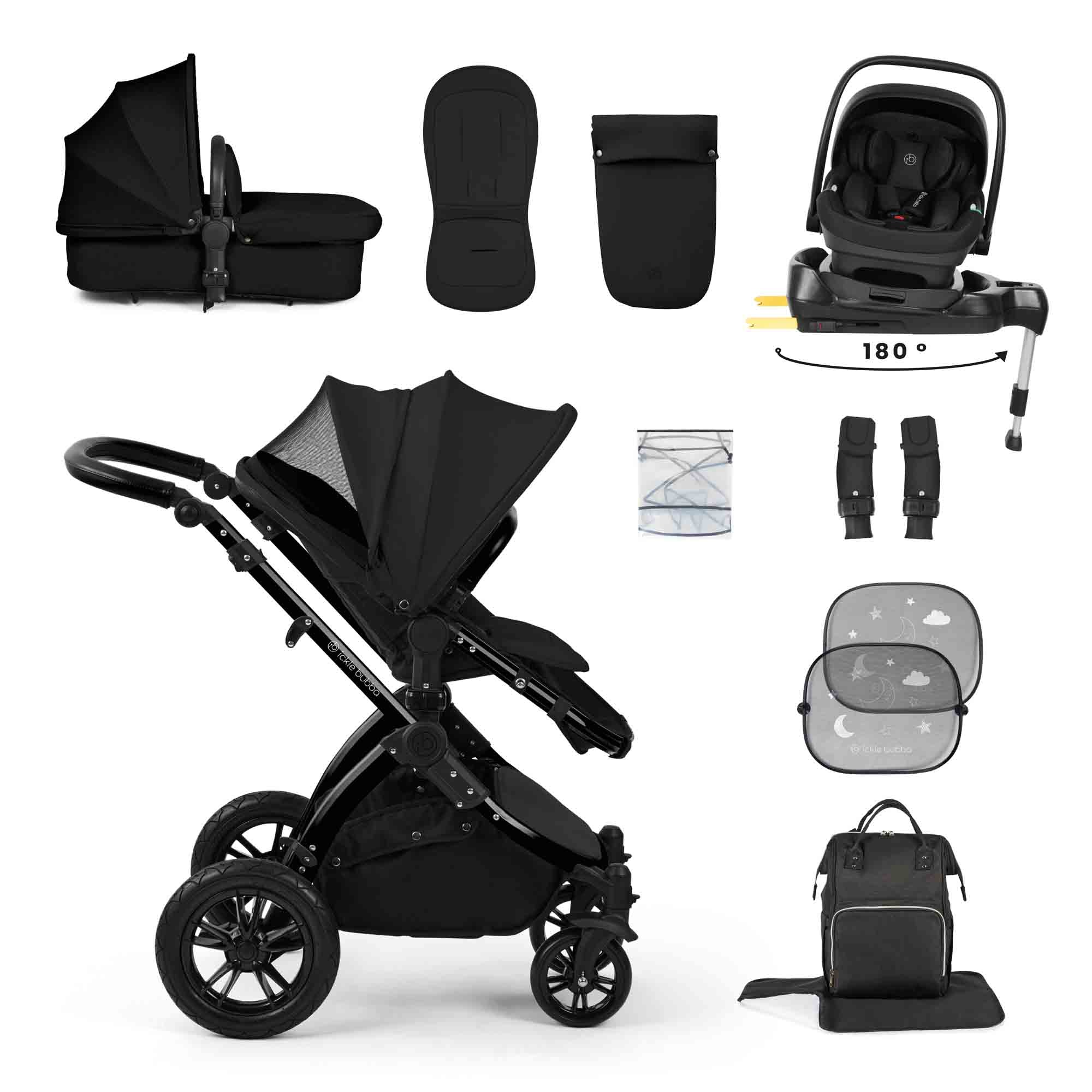 Stomp Luxe 12 Piece Travel System with i-Size Nimbus 180° Spin Car Seat & ISOFIX Base