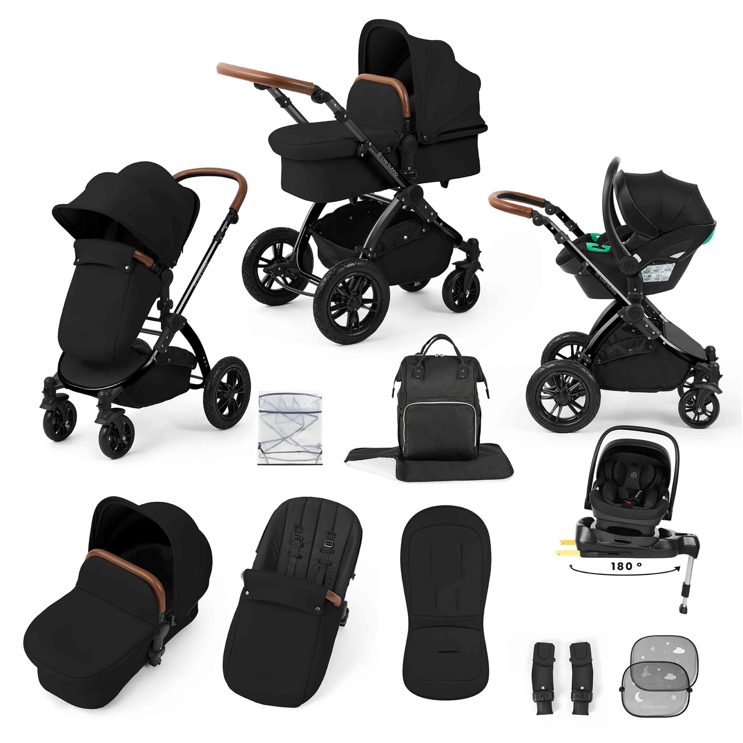 Stomp Luxe 12 Piece Travel System with i-Size Nimbus 180° Spin Car Seat & ISOFIX Base