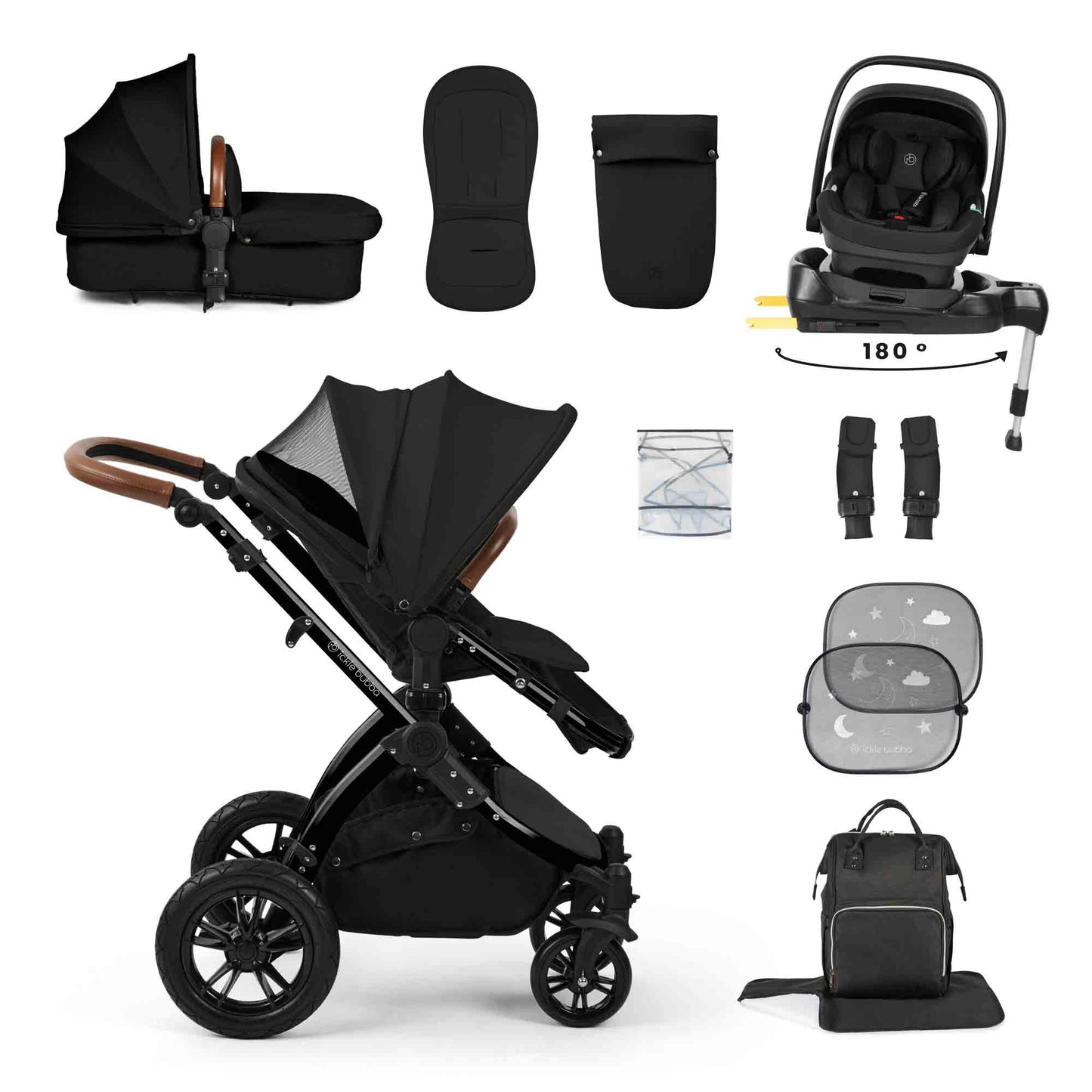 Stomp Luxe 12 Piece Travel System with i-Size Nimbus 180° Spin Car Seat & ISOFIX Base
