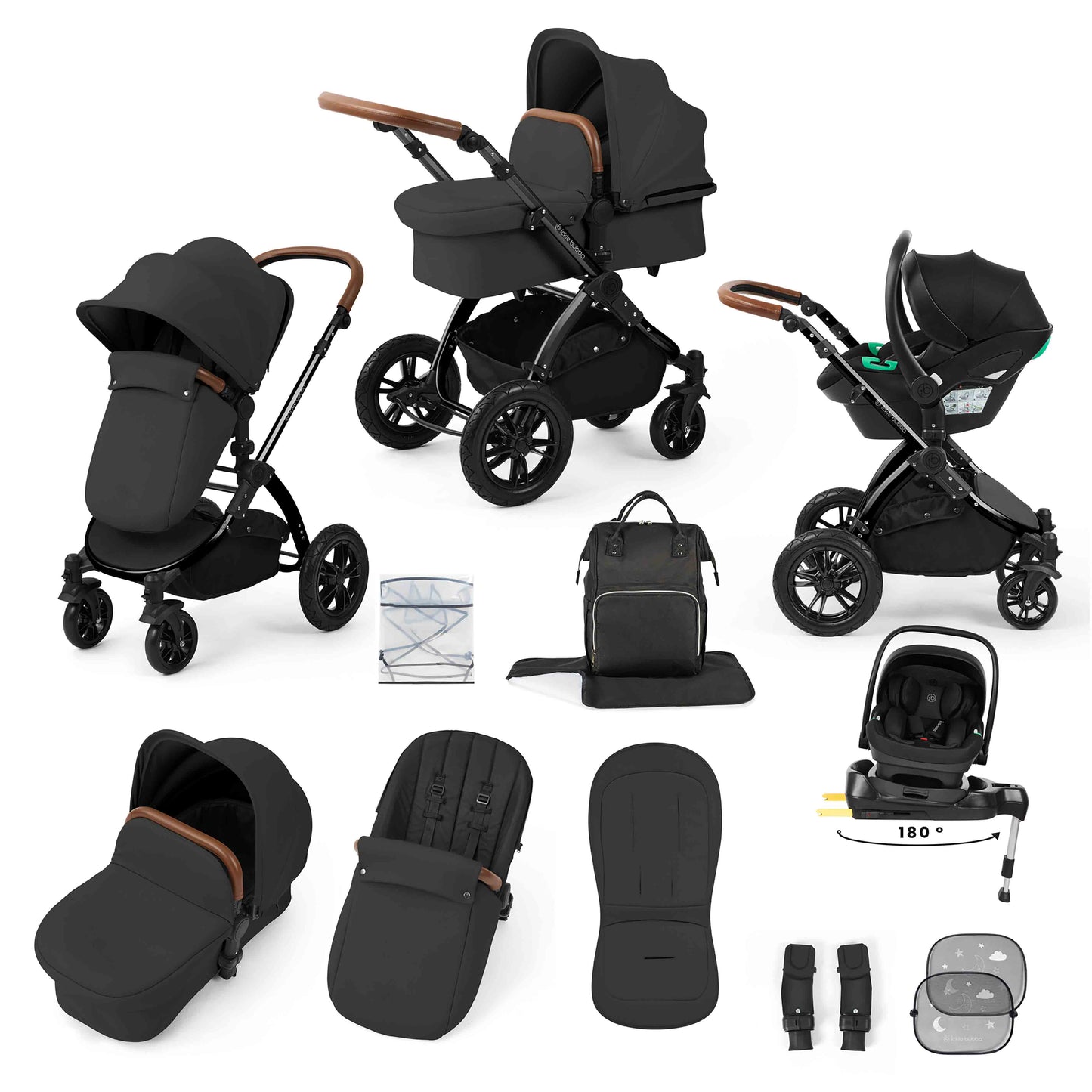 Stomp Luxe 12 Piece Travel System with i-Size Nimbus 180° Spin Car Seat & ISOFIX Base