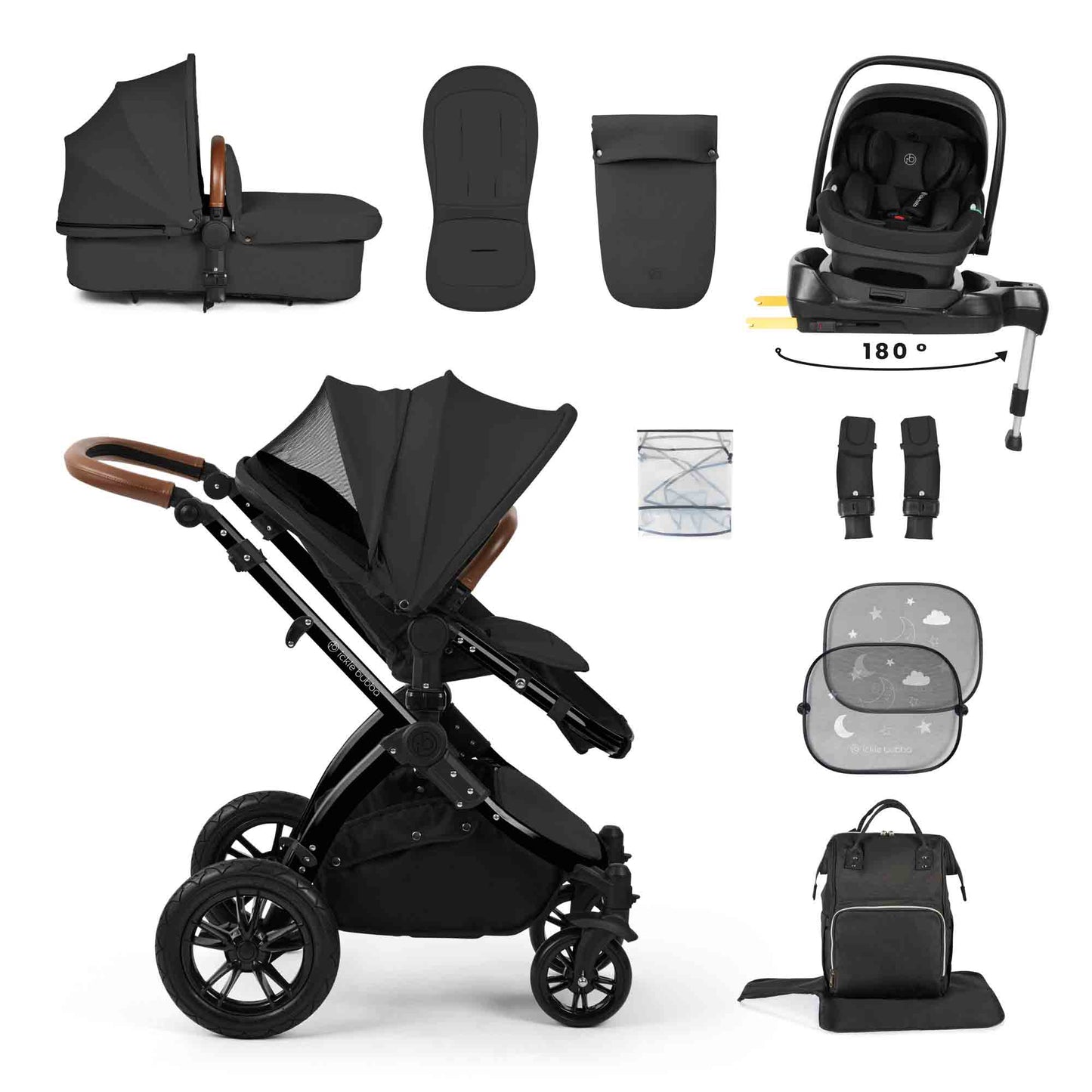 Stomp Luxe 12 Piece Travel System with i-Size Nimbus 180° Spin Car Seat & ISOFIX Base