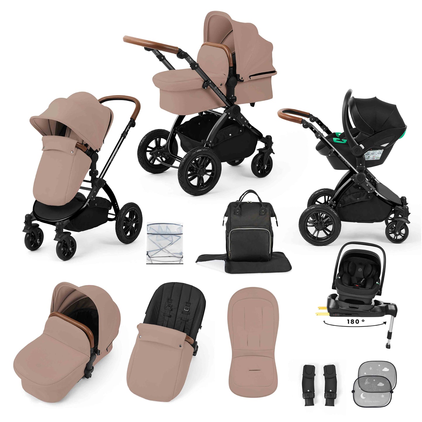 Stomp Luxe 12 Piece Travel System with i-Size Nimbus 180° Spin Car Seat & ISOFIX Base