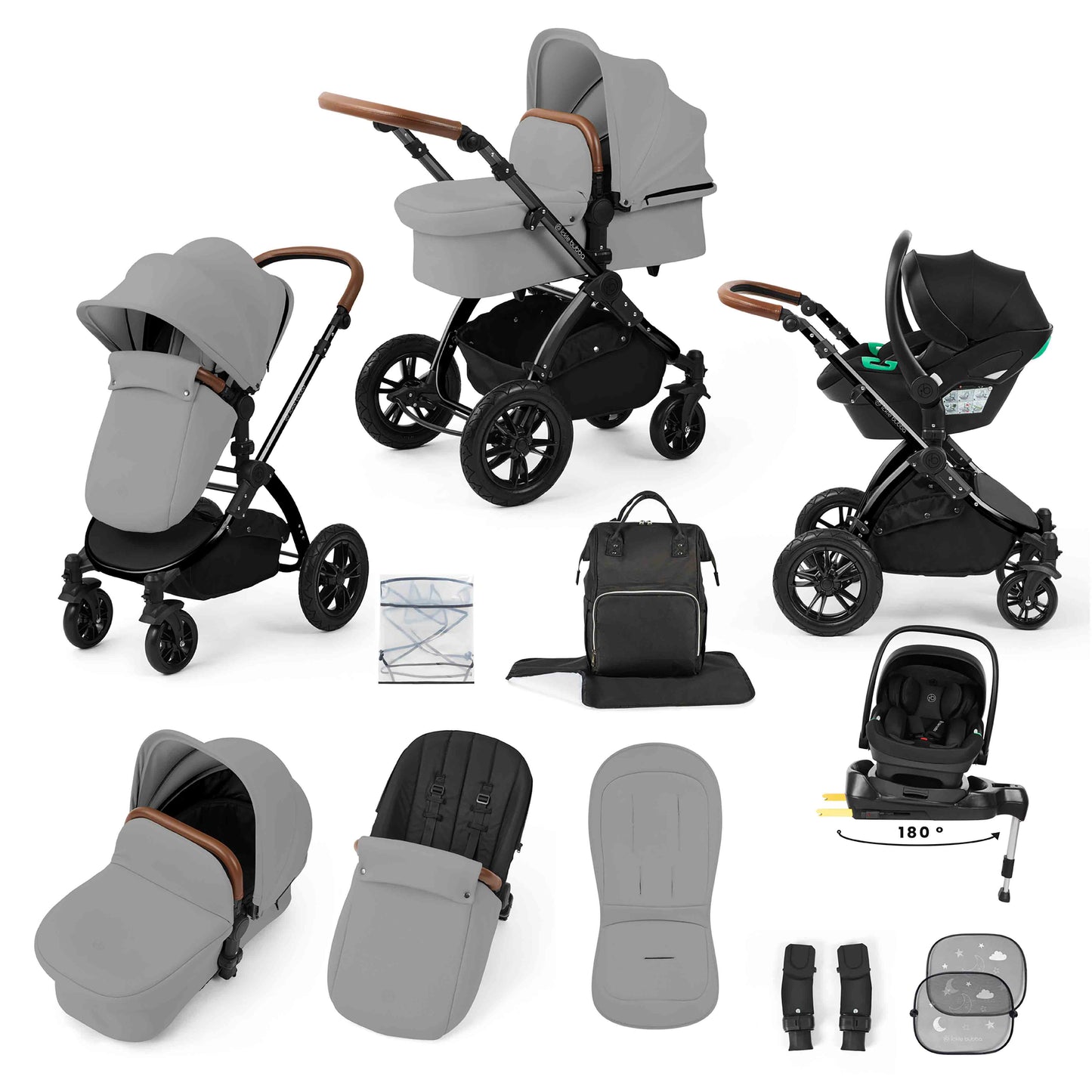Stomp Luxe 12 Piece Travel System with i-Size Nimbus 180° Spin Car Seat & ISOFIX Base