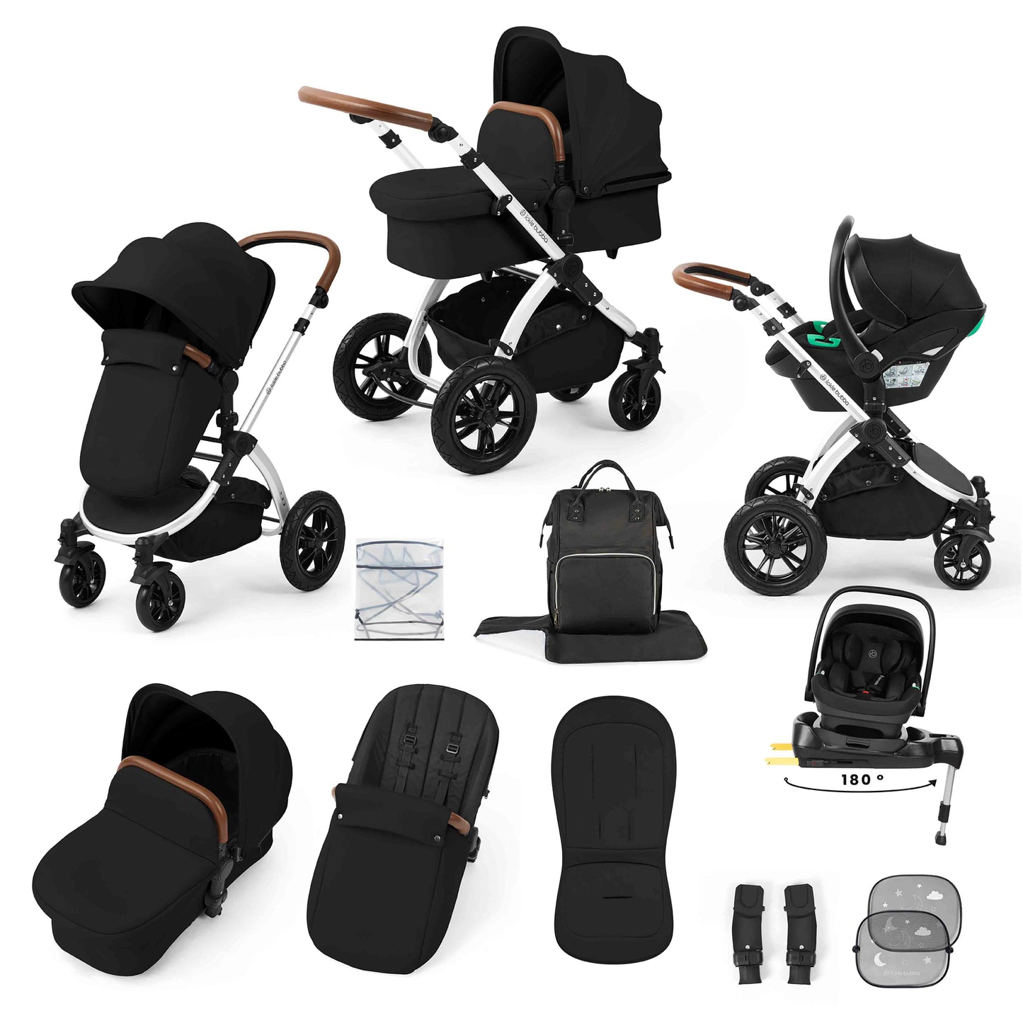 Stomp Luxe 12 Piece Travel System with i-Size Nimbus 180° Spin Car Seat & ISOFIX Base