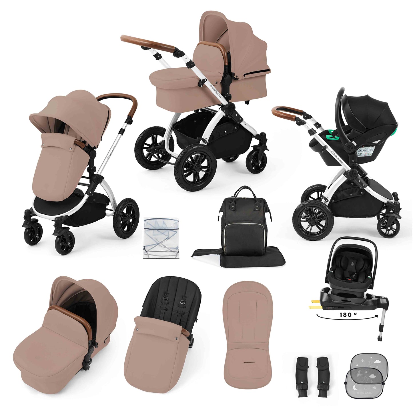 Stomp Luxe 12 Piece Travel System with i-Size Nimbus 180° Spin Car Seat & ISOFIX Base