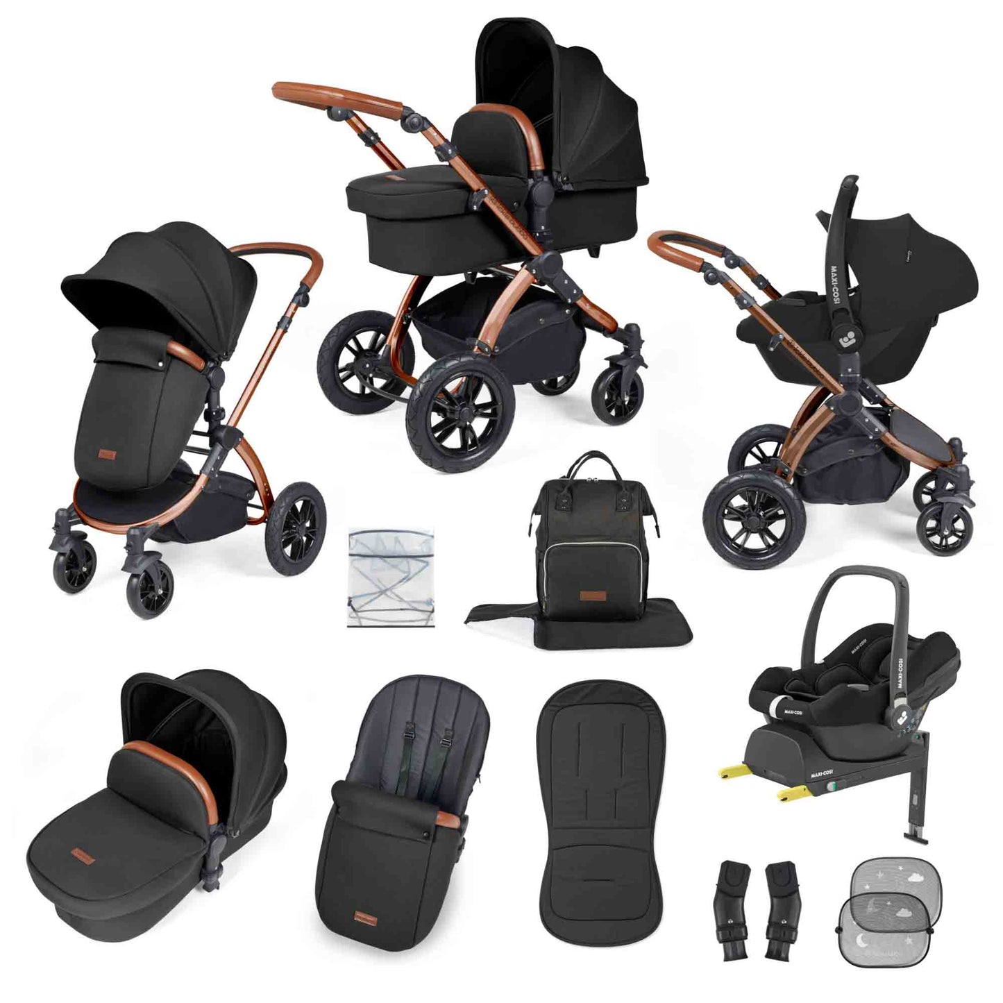 Stomp Luxe 12 Piece Travel System with Maxi-Cosi Cabriofix i-Size Car Seat & ISOFIX Base