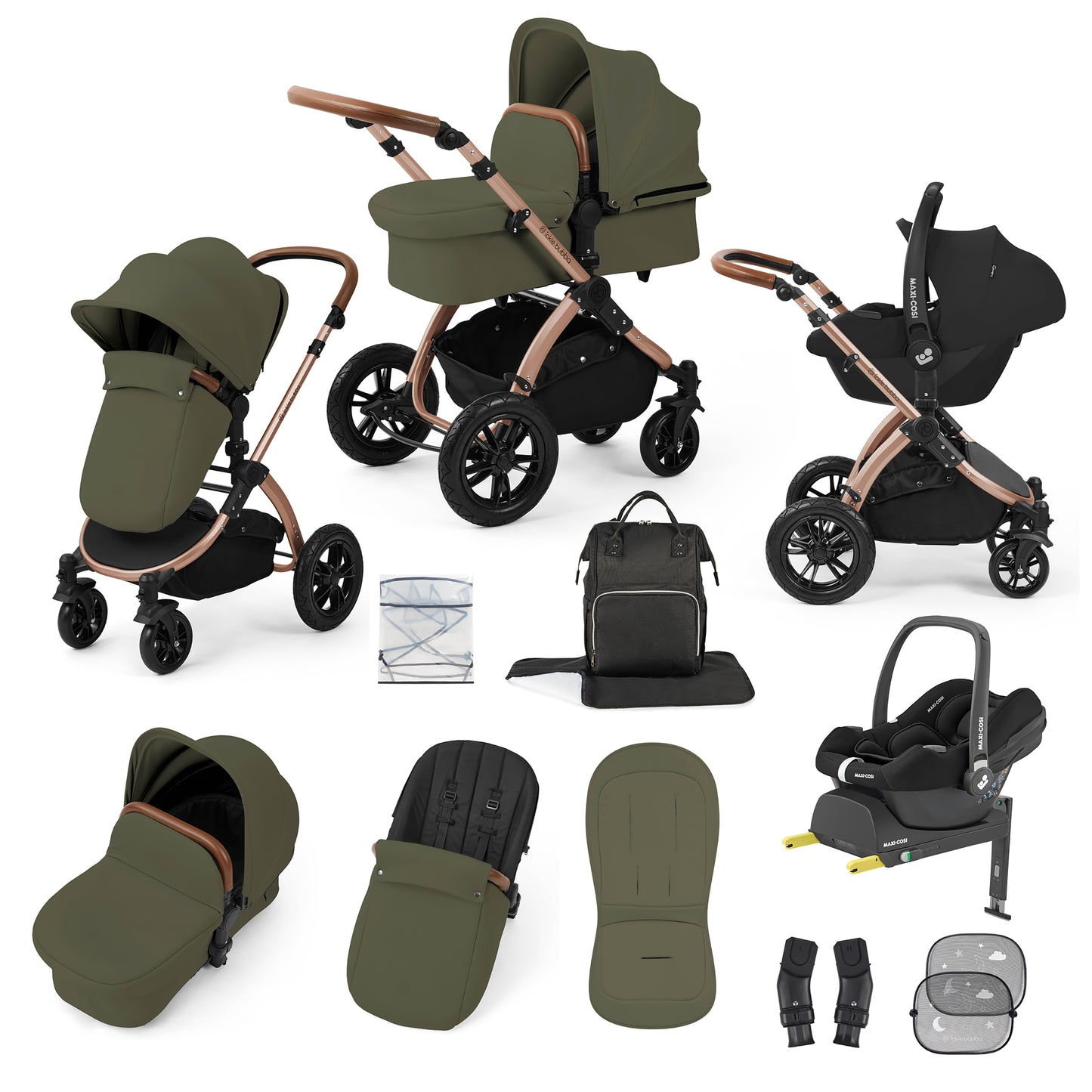 Stomp Luxe 12 Piece Travel System with Maxi-Cosi Cabriofix i-Size Car Seat & ISOFIX Base