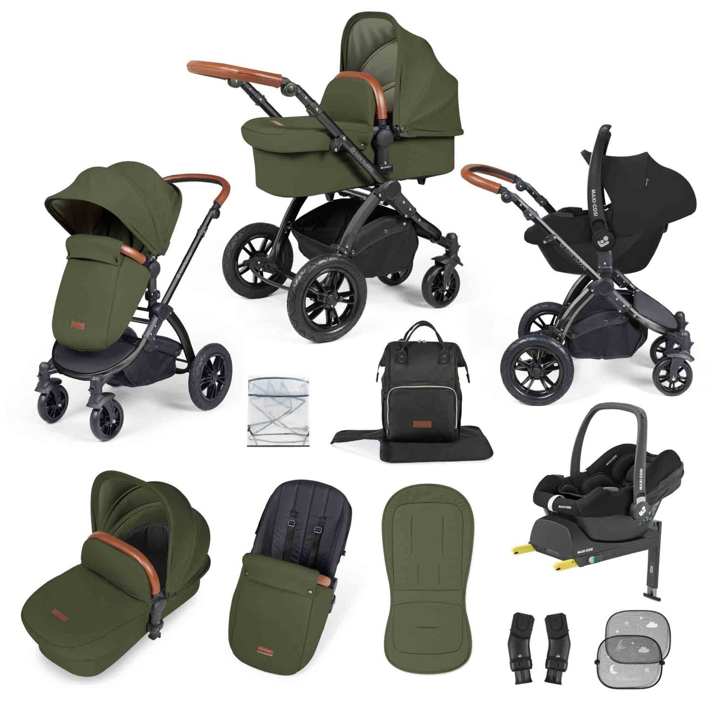 Stomp Luxe 12 Piece Travel System with Maxi-Cosi Cabriofix i-Size Car Seat & ISOFIX Base