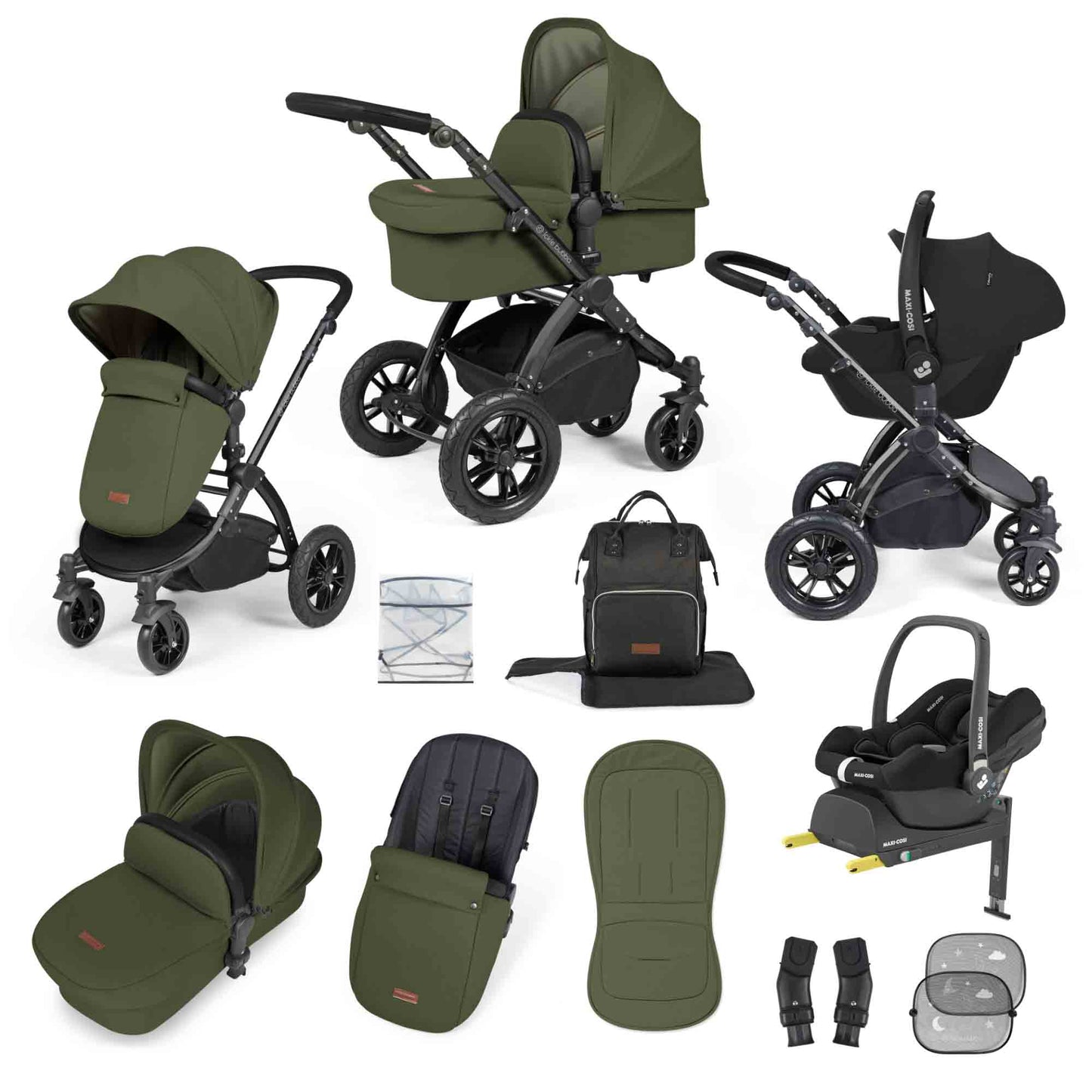 Stomp Luxe 12 Piece Travel System with Maxi-Cosi Cabriofix i-Size Car Seat & ISOFIX Base