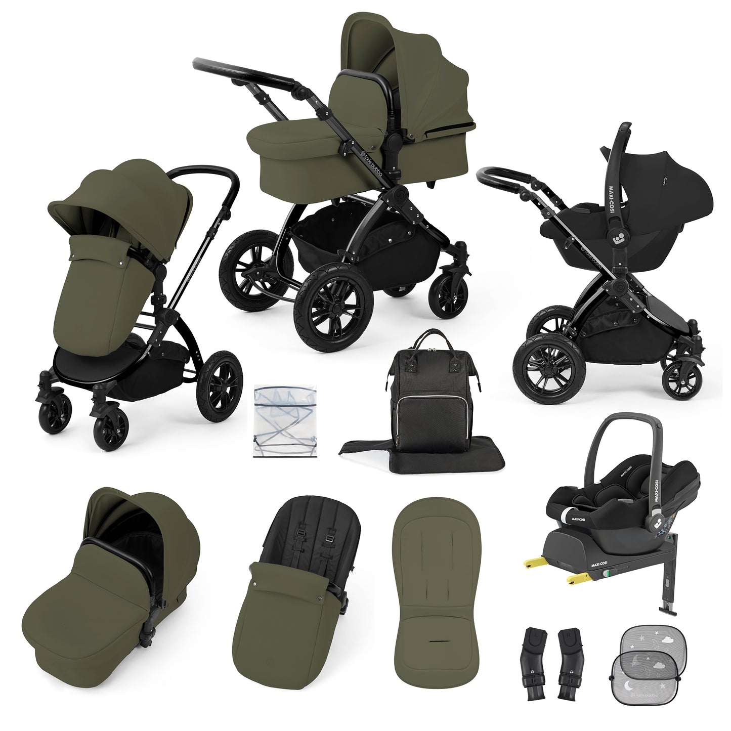 Stomp Luxe 12 Piece Travel System with Maxi-Cosi Cabriofix i-Size Car Seat & ISOFIX Base