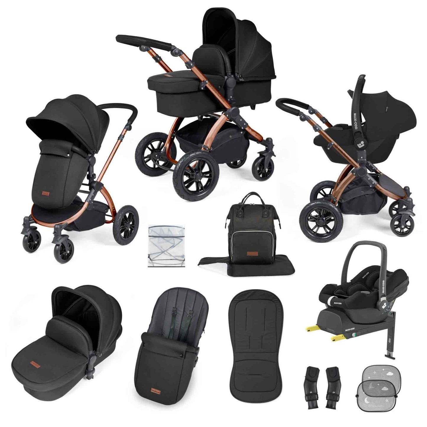 Stomp Luxe 12 Piece Travel System with Maxi-Cosi Cabriofix i-Size Car Seat & ISOFIX Base
