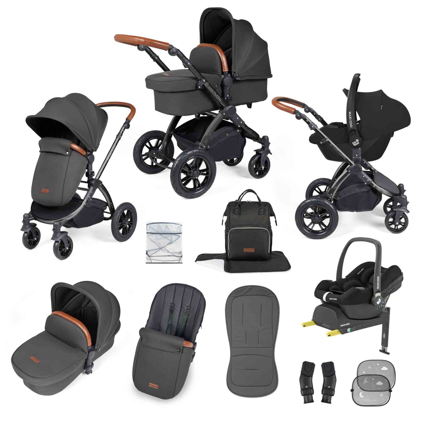 Stomp Luxe 12 Piece Travel System with Maxi-Cosi Cabriofix i-Size Car Seat & ISOFIX Base