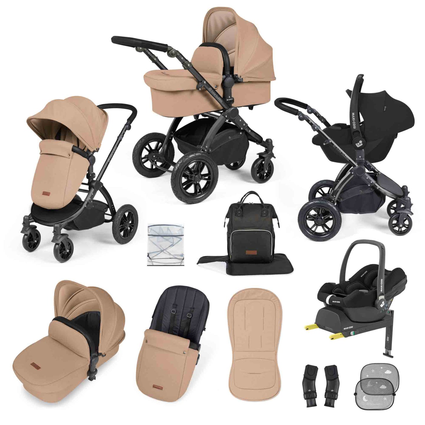 Stomp Luxe 12 Piece Travel System with Maxi-Cosi Cabriofix i-Size Car Seat & ISOFIX Base