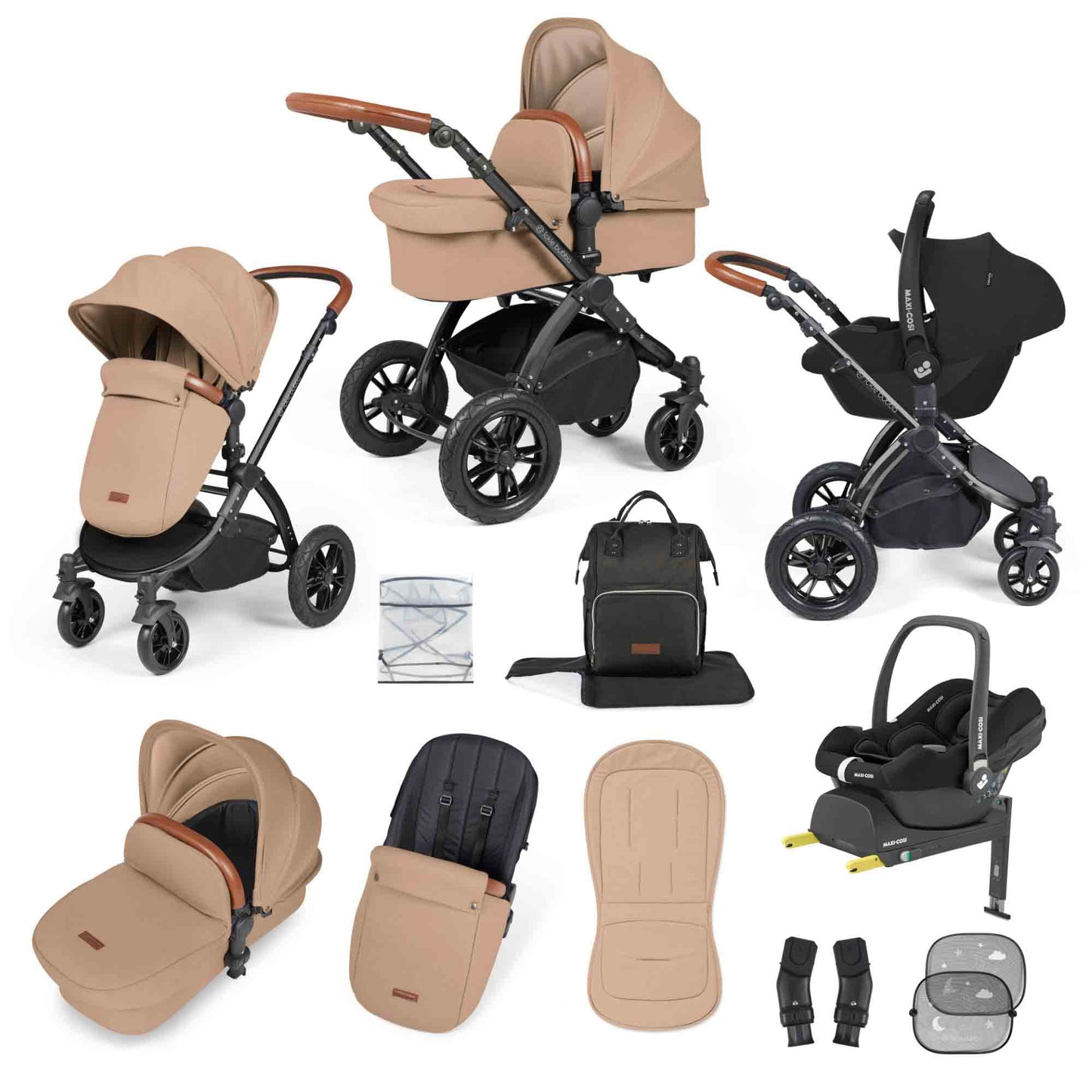 Stomp Luxe 12 Piece Travel System with Maxi-Cosi Cabriofix i-Size Car Seat & ISOFIX Base