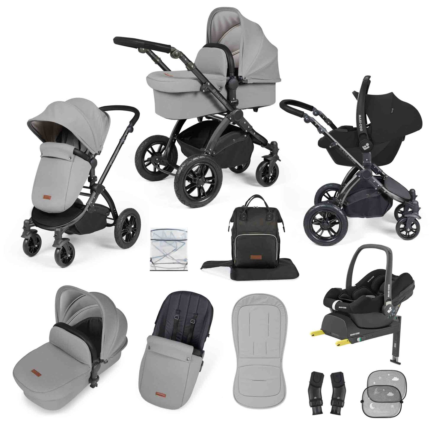 Stomp Luxe 12 Piece Travel System with Maxi-Cosi Cabriofix i-Size Car Seat & ISOFIX Base
