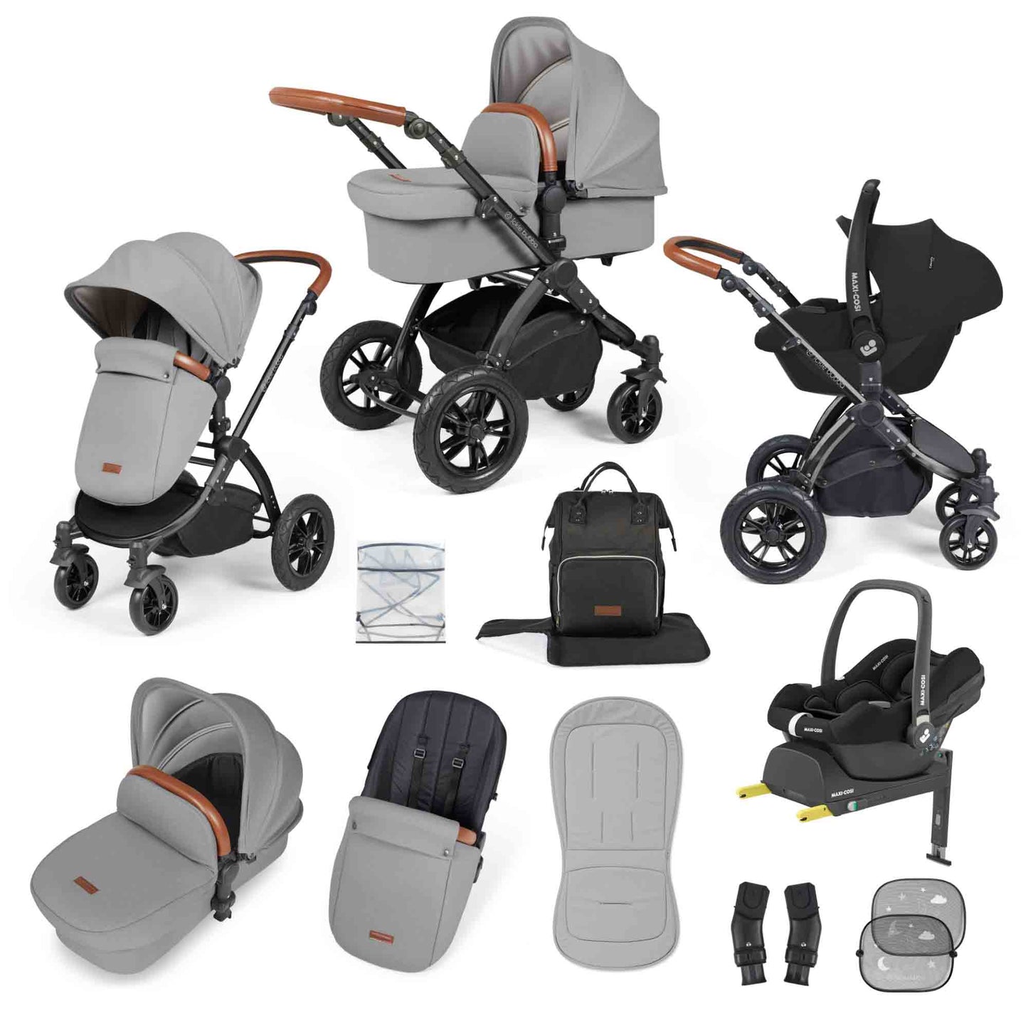 Stomp Luxe 12 Piece Travel System with Maxi-Cosi Cabriofix i-Size Car Seat & ISOFIX Base